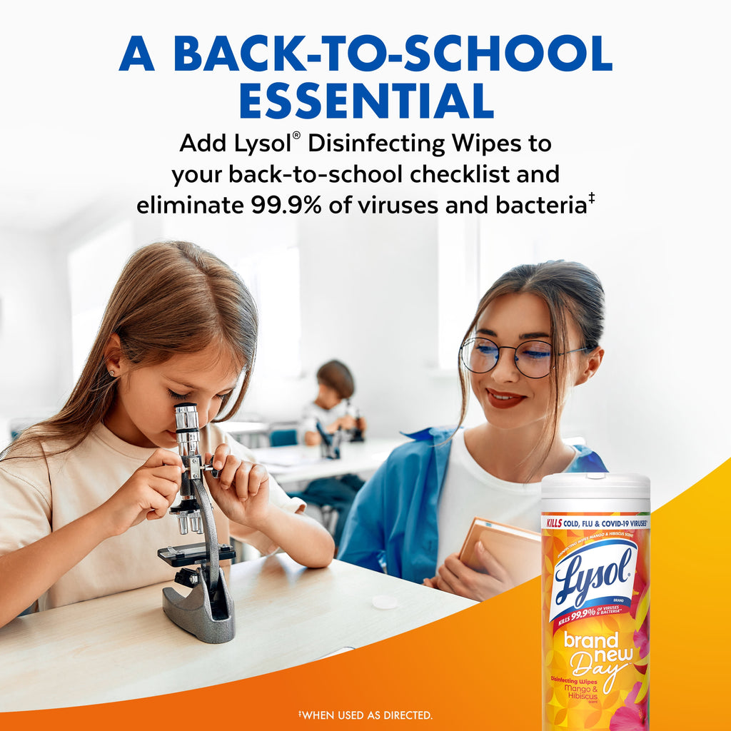 Lysol Disinfecting Wipes Lemon Mango & Hibiscus Crisp Linen Scent 35 Count Pack of 3