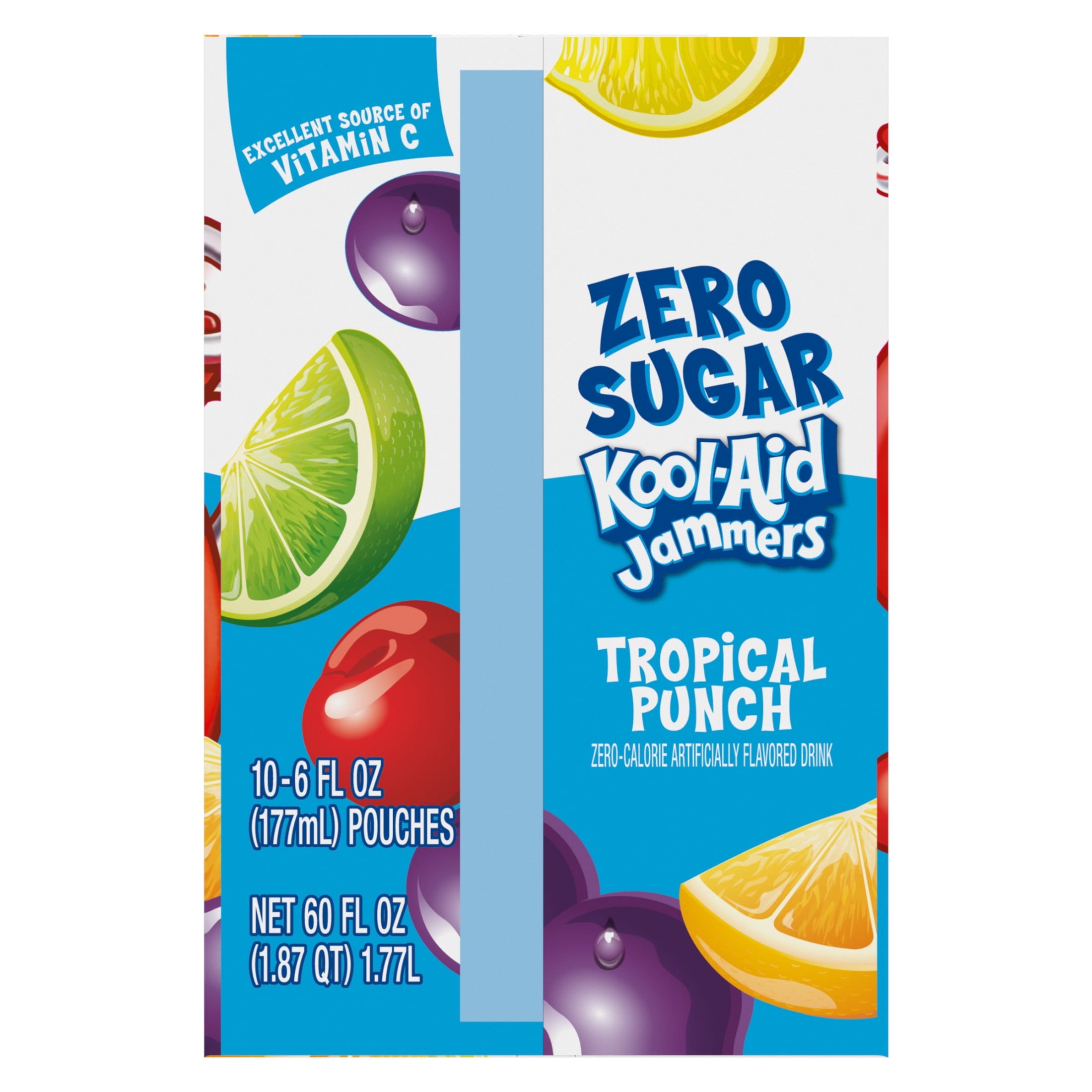 Kool-Aid Zero Sugar Jammers Tropical Punch Artificially Flavored Drink 10 Count 6 fl oz Pouches