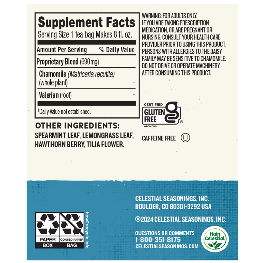 Celestial Seasonings Sleepytime Extra Wellness Herbal Tea Bags 1.2 oz 20 Count
