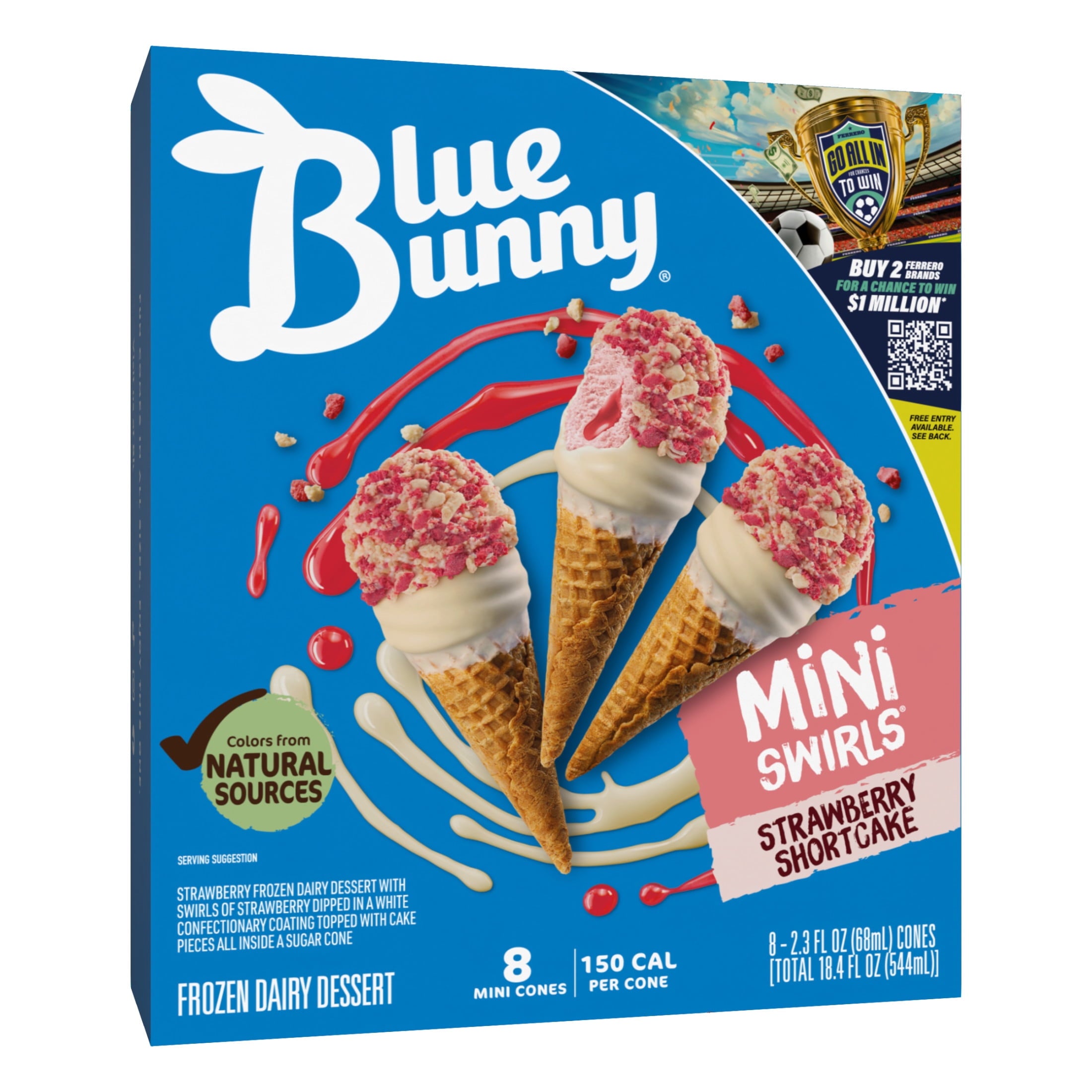 Blue Bunny Mini Swirls Strawberry Shortcake Cones 8 Count 18.4 Fl Oz