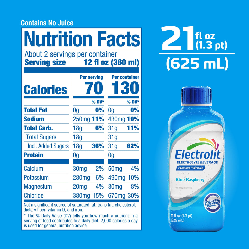 Electrolit Blue Raspberry Electrolyte Drink 21 fl oz Single