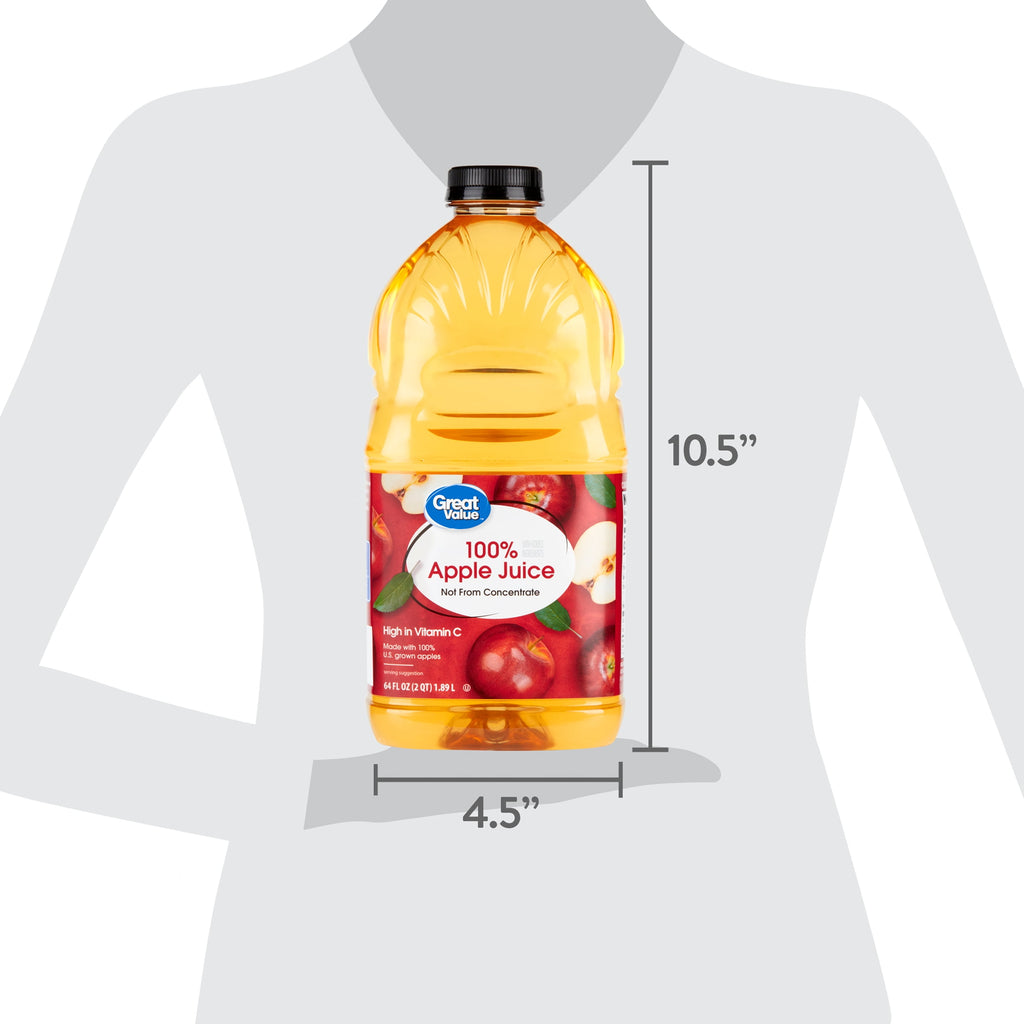 Great Value 100% Apple Juice Not From Concentrate Pulp-Free 64 fl oz