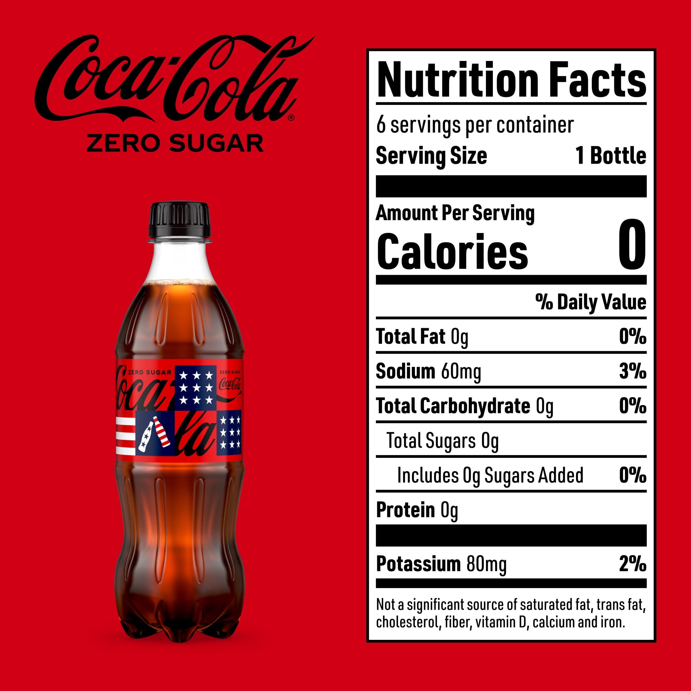 Zero Sugar Soda Pop Bottles 16.9 Fl Oz 6 Pack Coca-Cola