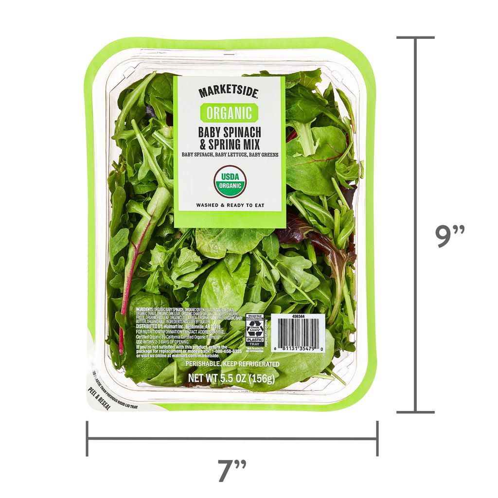 Fresh Marketside Organic Spinach And Spring Mix 5.5 Oz Bag