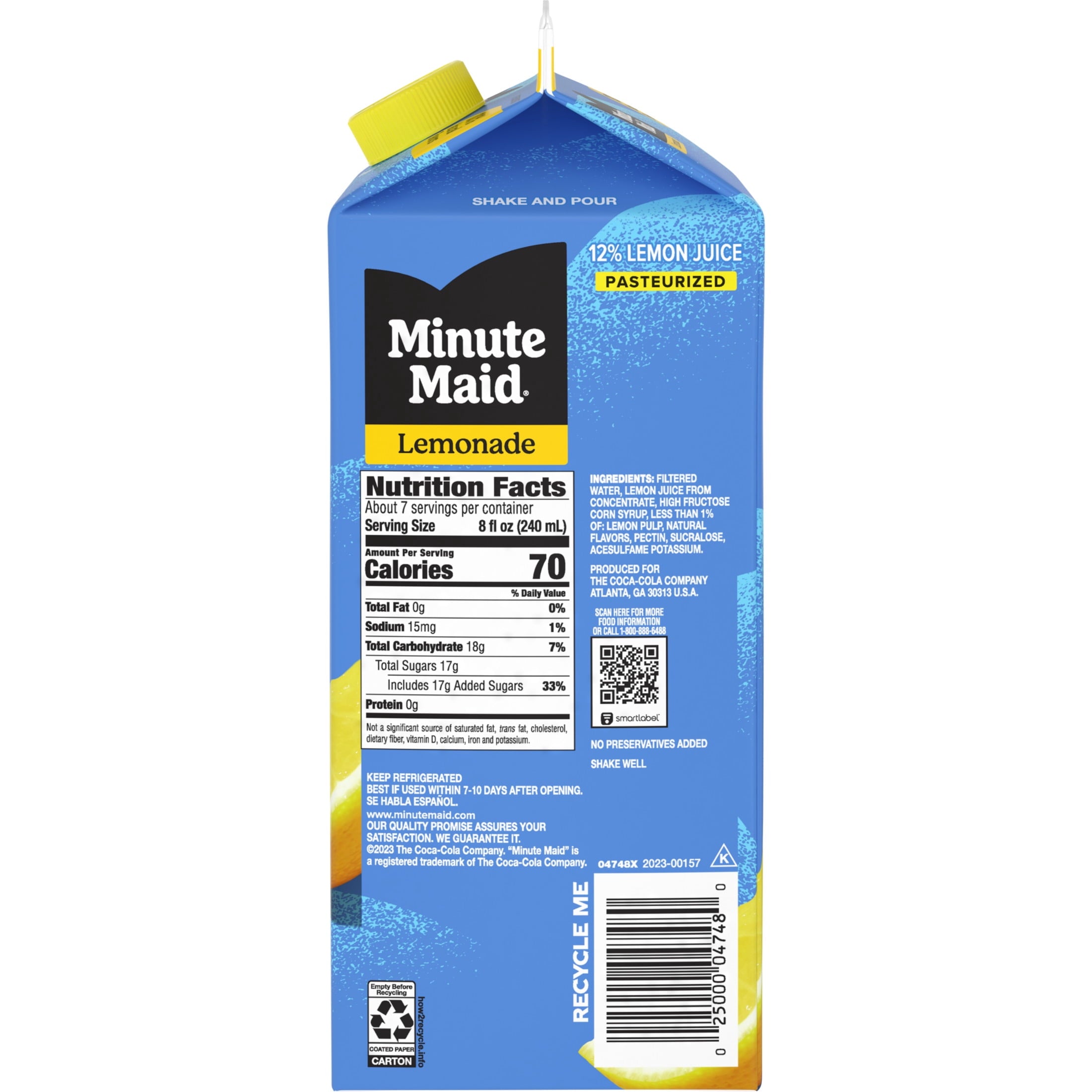 Minute Maid Lemonade Juice Drink 59 fl oz Carton