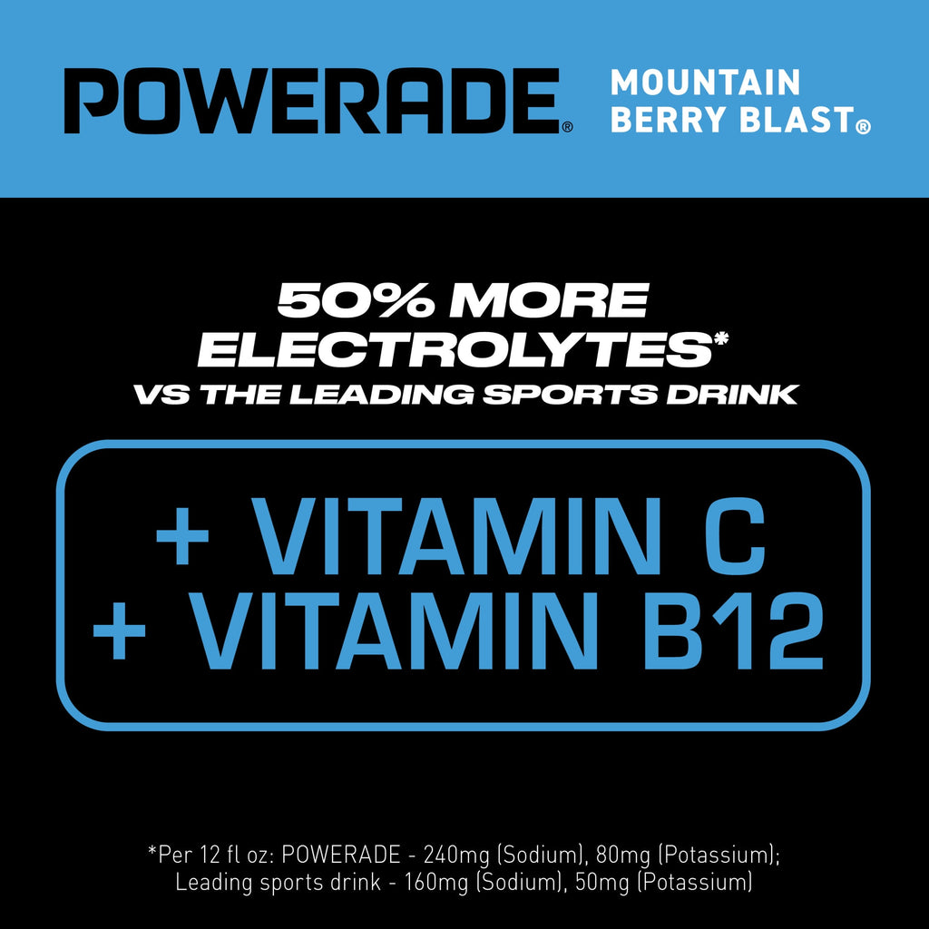 Powerade Mountain Berry Blast Electrolyte Sports Drink 20 fl oz 8 Count