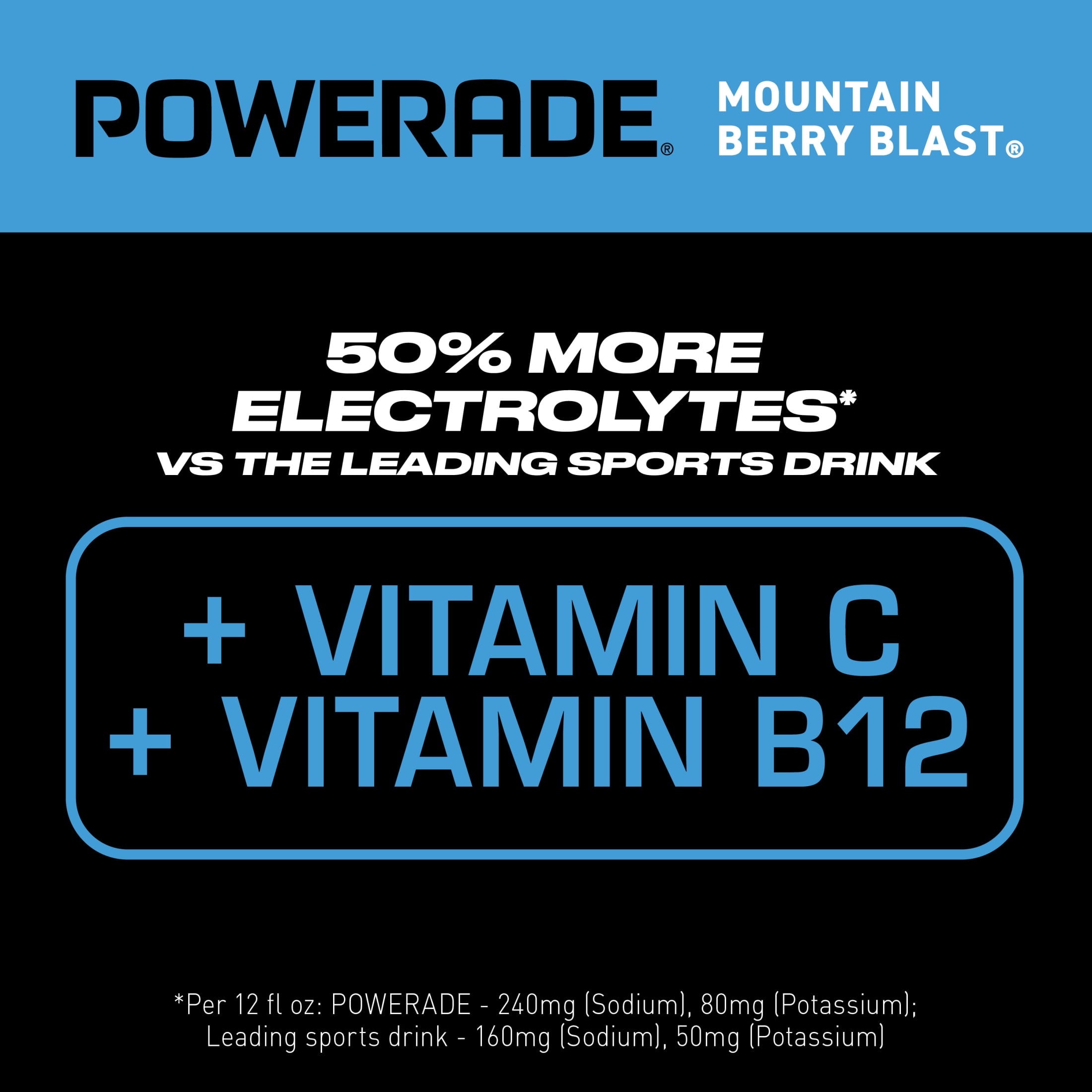 Powerade Mountain Berry Blast Electrolyte Sports Drink 20 fl oz 8 Count