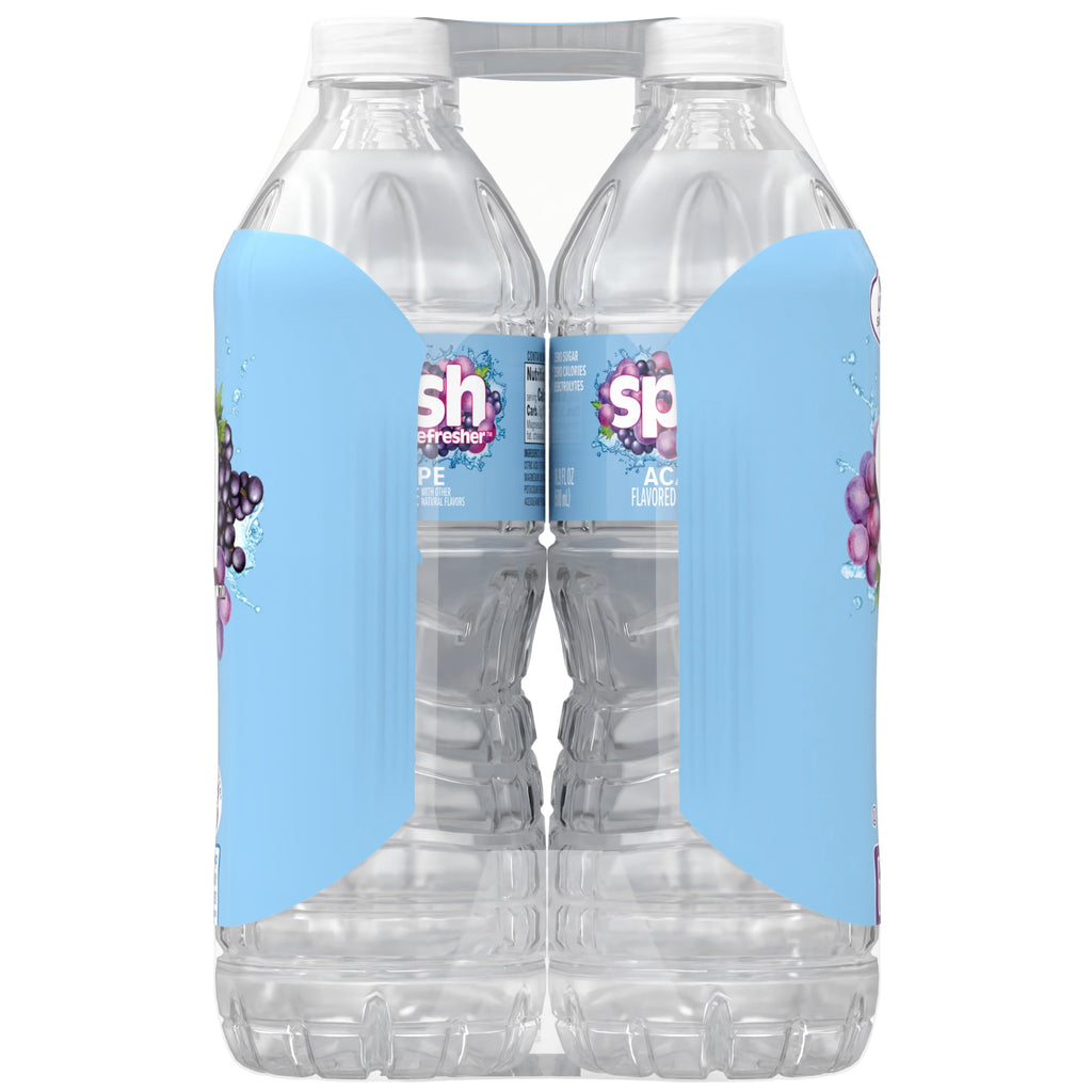 Splash Blast Acai Grape Flavored Water 16.9 fl oz Plastic Bottles 6 Pack