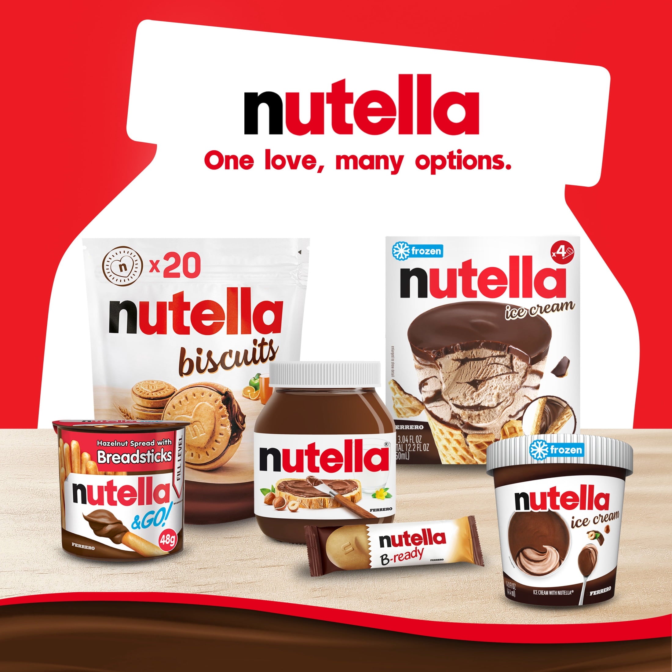 Nutella Hazelnut Flavored Ice Cream Cones 4 Count 12.2 Fl Oz