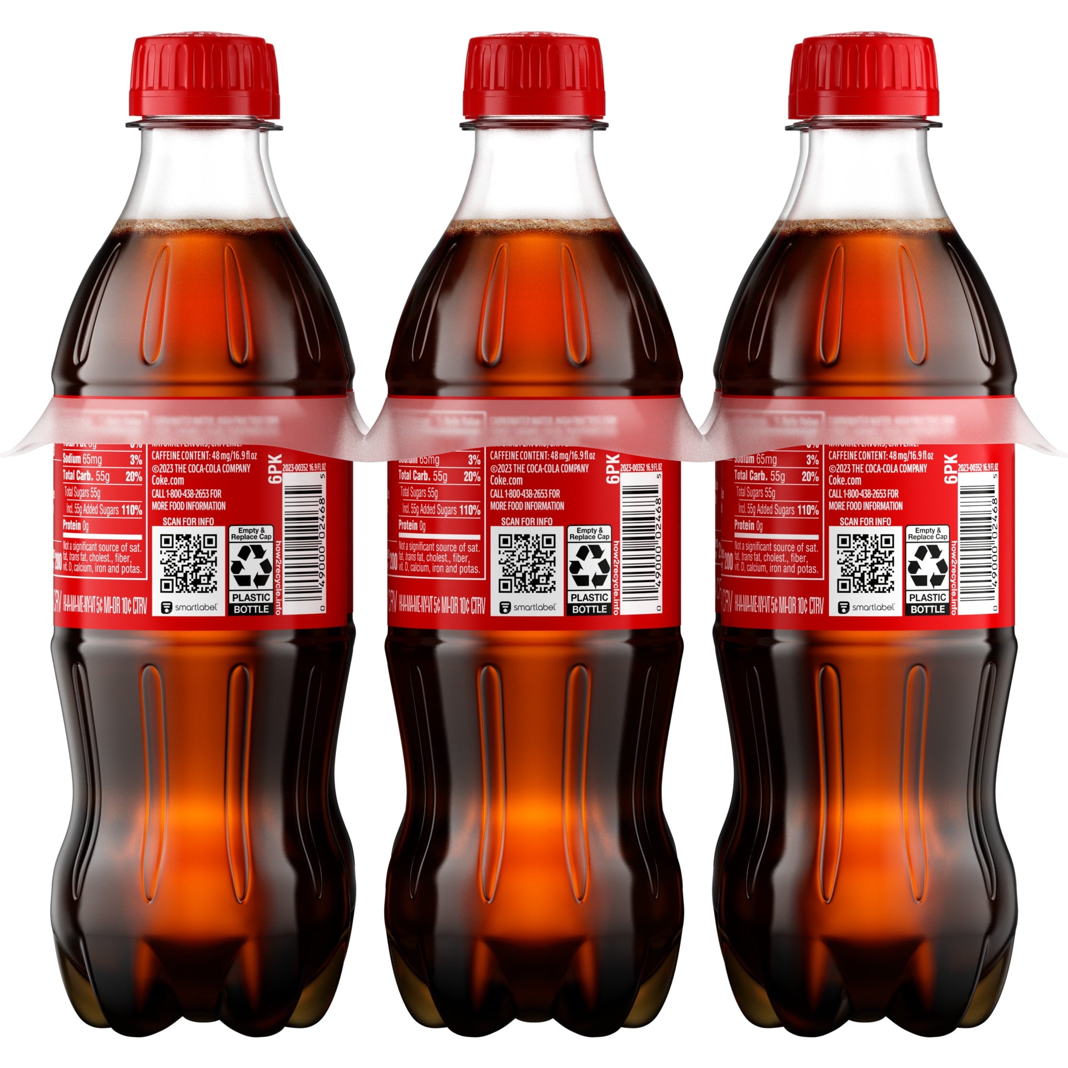Soda Pop Bottles 16.9 Fl Oz 6 Pack Coca-Cola