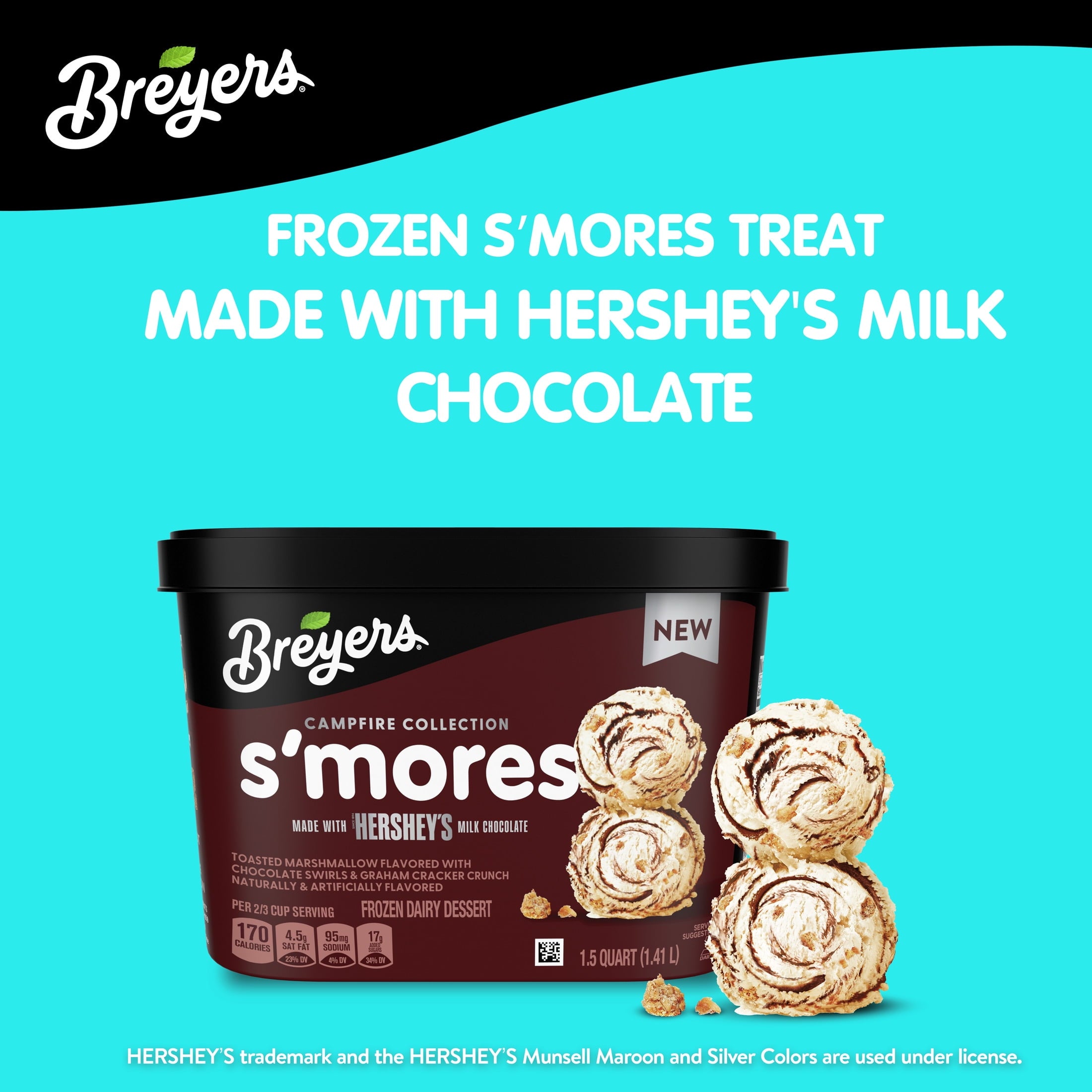 Breyers Campfire Collection S'Mores Ice Cream With Hershey'S Milk Chocolate 1.5 Qt