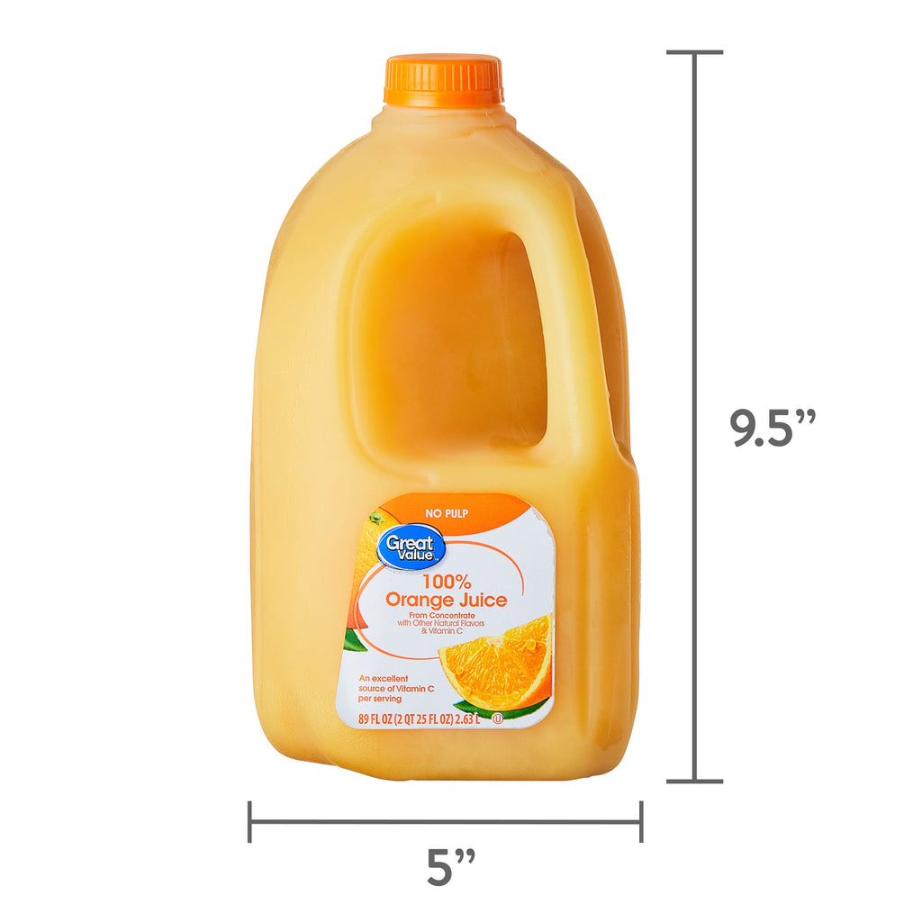 Great Value 100% Orange Juice from Concentrate No Pulp 89 fl oz