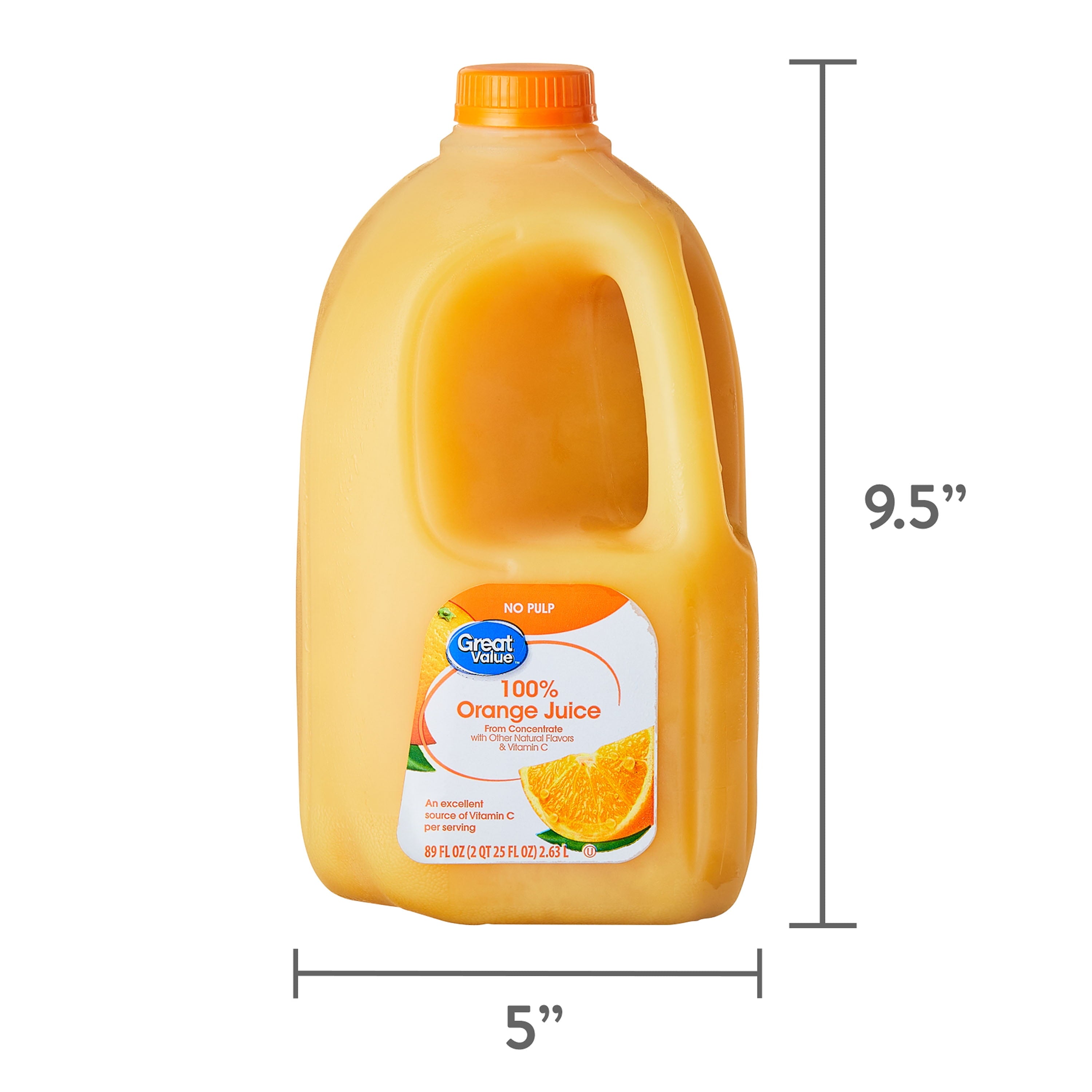 Great Value 100% Orange Juice from Concentrate No Pulp 89 fl oz