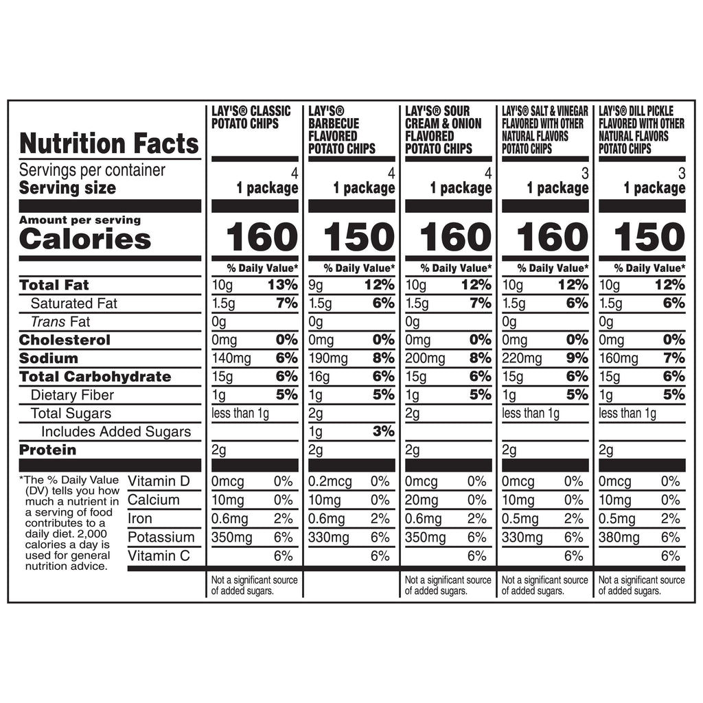 Variety Pack Potato Chips 30 Oz 18 Count Lay's