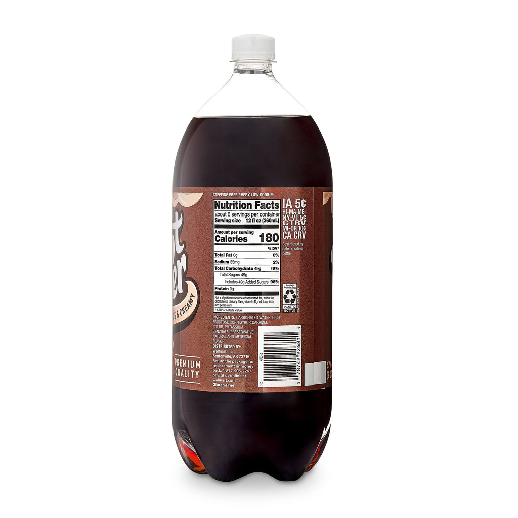 Great Value Root Beer Soda Pop Bottle 2 L