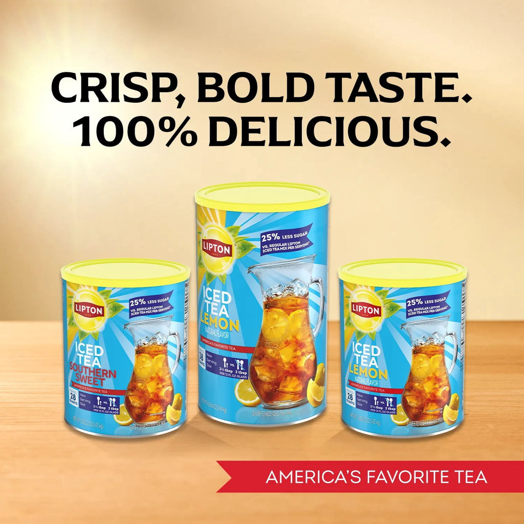 Lipton Reduced Sugar Southern Sweet Naturally Caffeinated Instant Iced Tea Mix 50.2 oz Canister