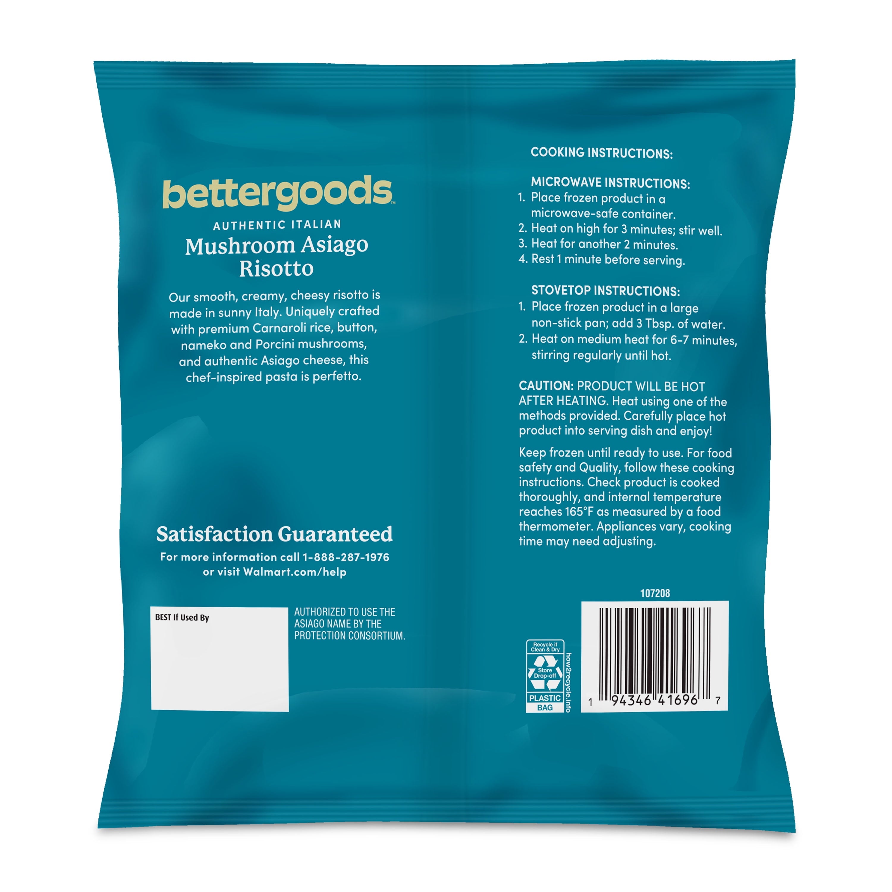 Bettergoods Mushroom Asiago Risotto Frozen 16 Oz