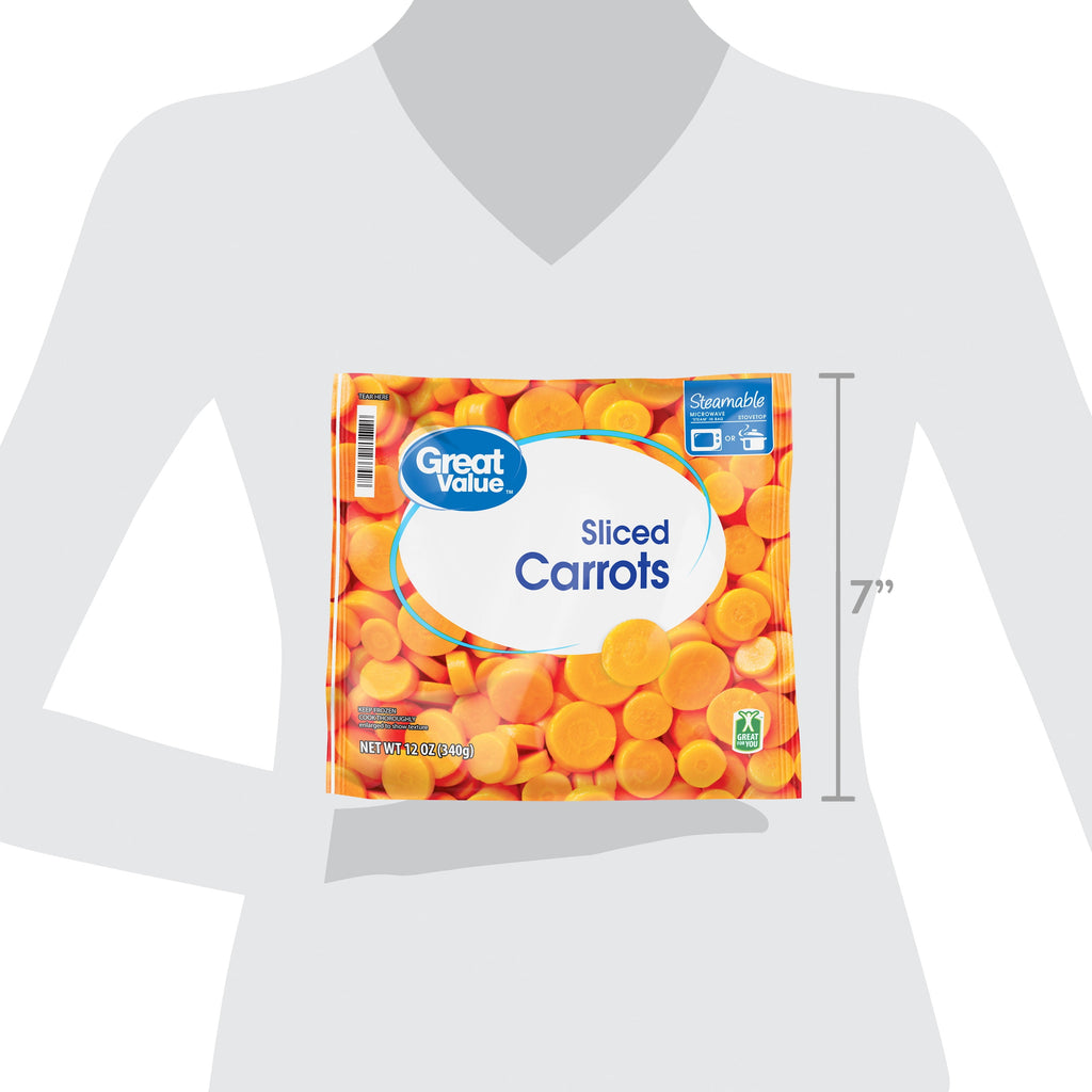 Great Value Sliced Carrots Steamable Bag Frozen 12 Oz
