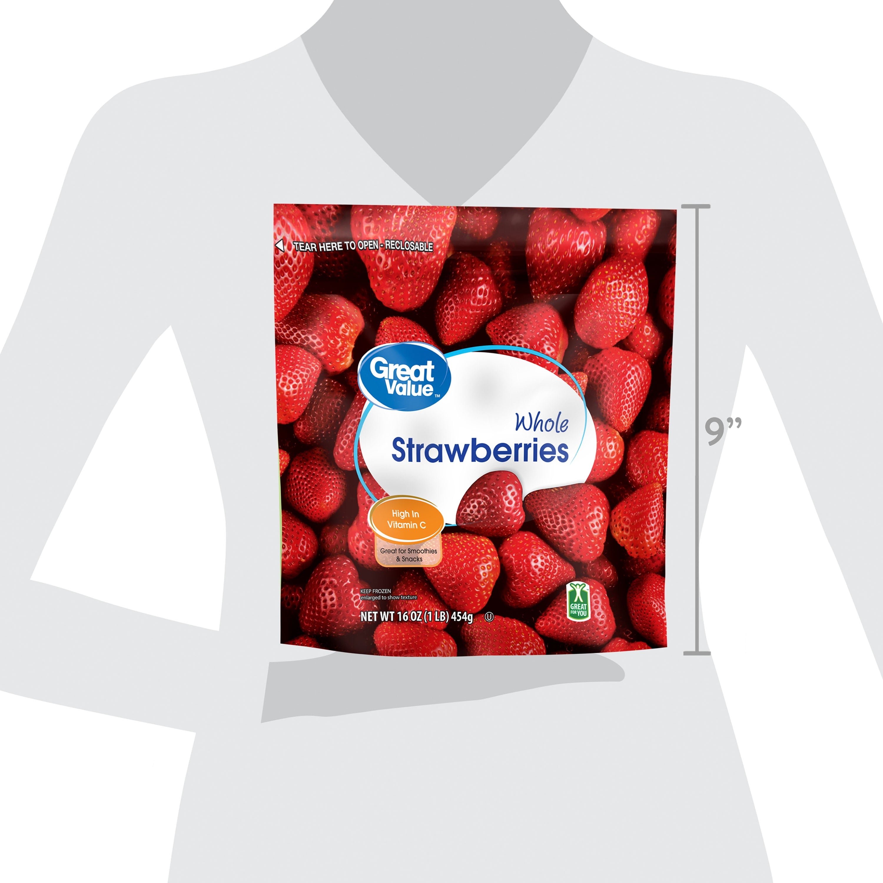 Great Value Whole Strawberries Frozen 16 Oz