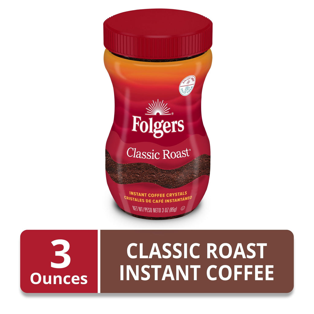 Folgers Classic Roast Naturally Caffeinated Medium Instant Coffee 3 oz Jar