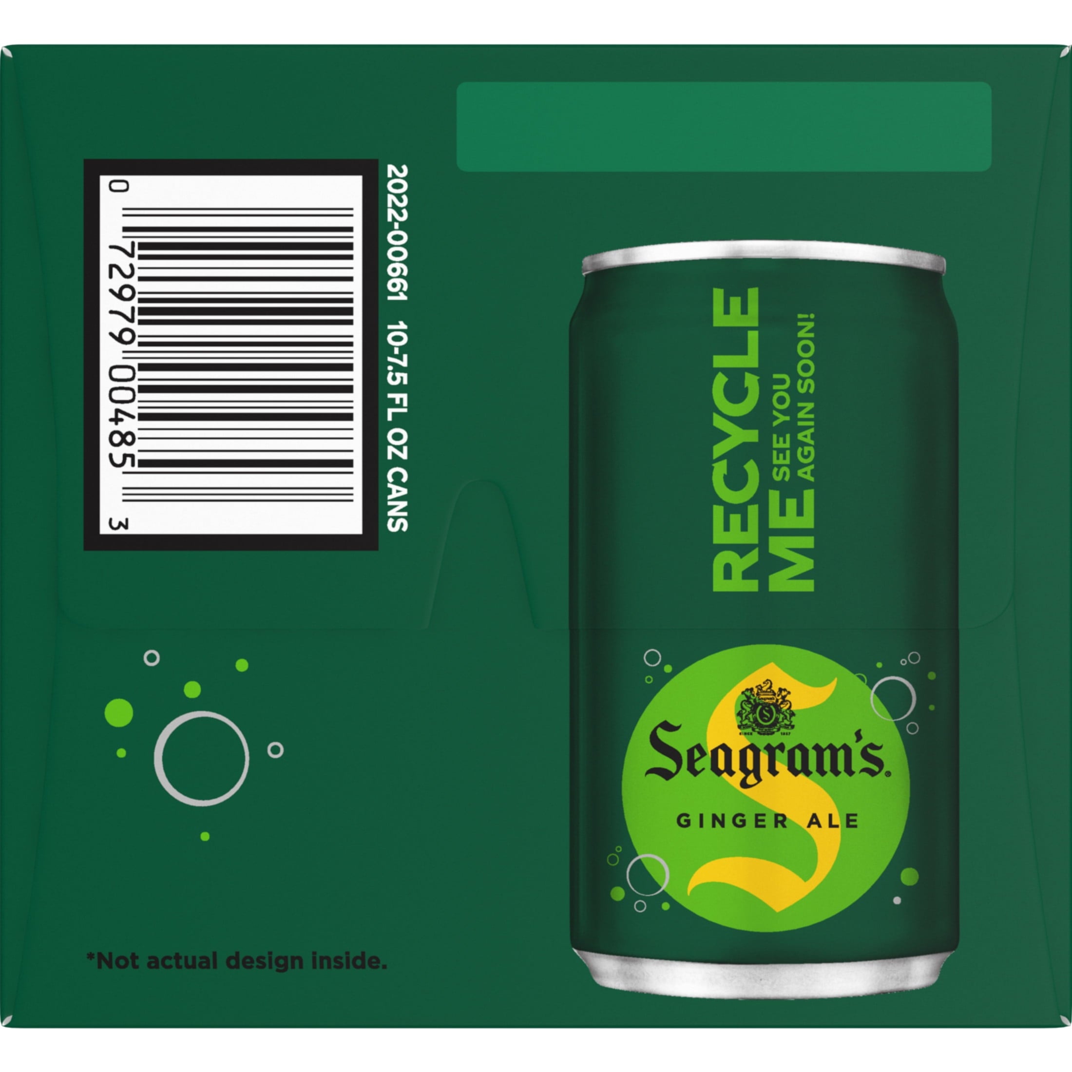Seagram's Ginger Ale Soda Pop Mini Cans 7.5 Fl Oz 10 Pack