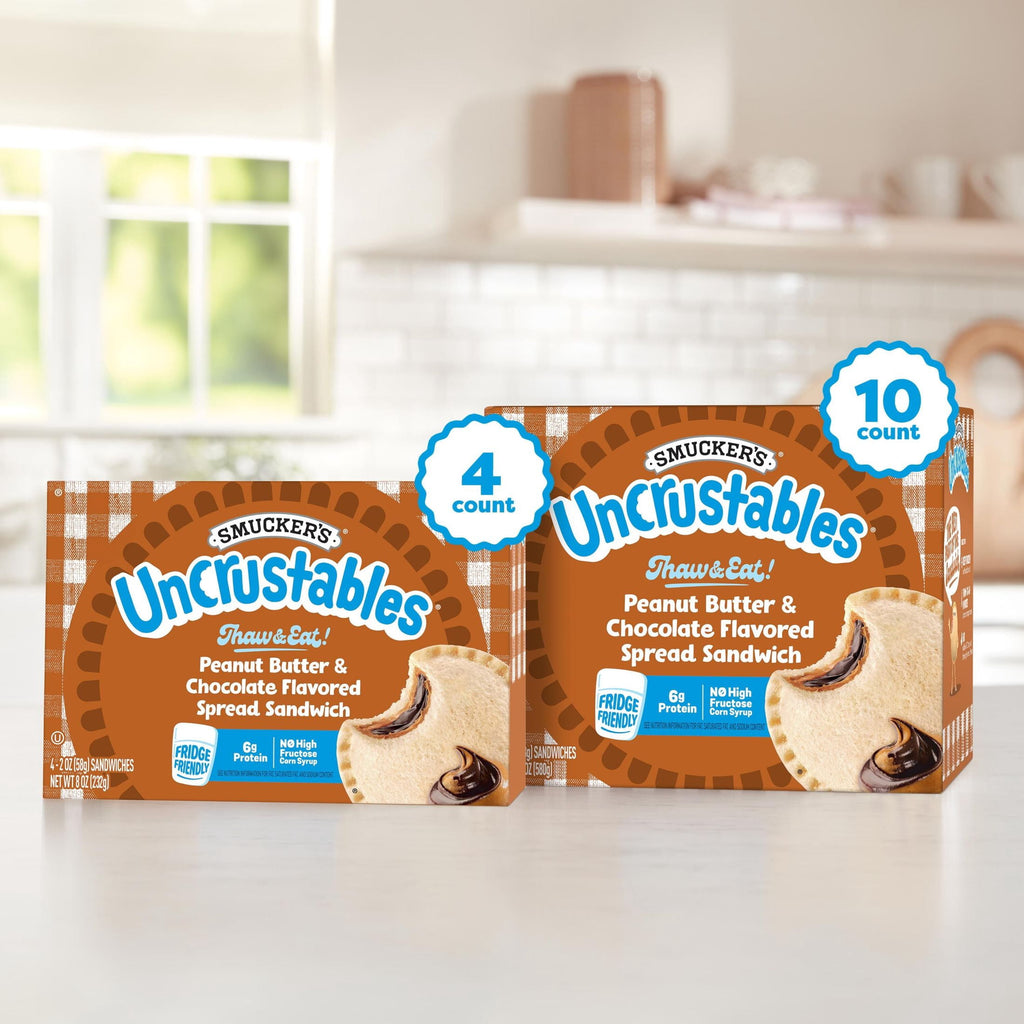 Smucker's Uncrustables Peanut Butter & Chocolate Flavored Spread Sandwiches Frozen 4 Count 8 Oz