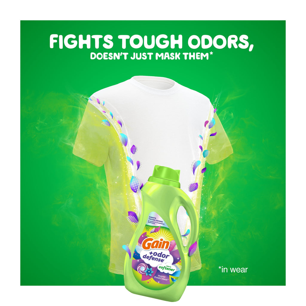 Gain Odor Defense Liquid Fabric Softener Super Fresh Blast 100 fl oz 136 Loads