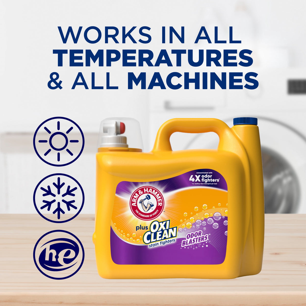 ARM & HAMMER Plus OxiClean with Odor Blasters Liquid Laundry Detergent Fresh Burst 158.6 fl oz 122 Loads