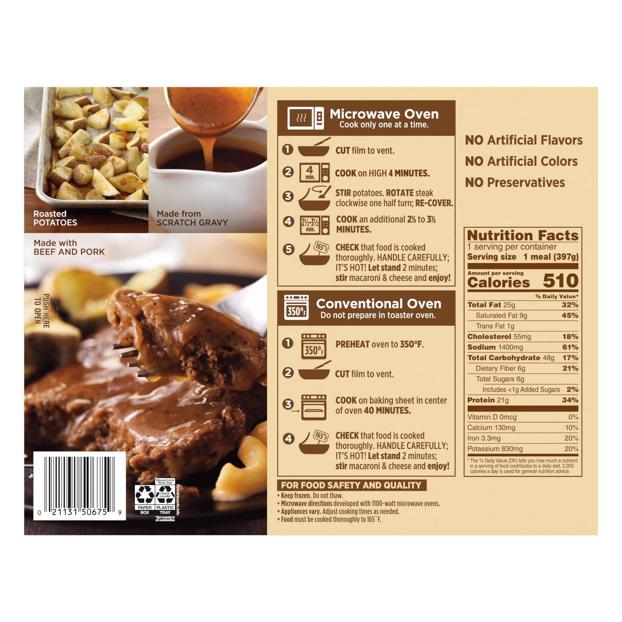 Marie Callender's Salisbury Steak Frozen Meal 14 Oz