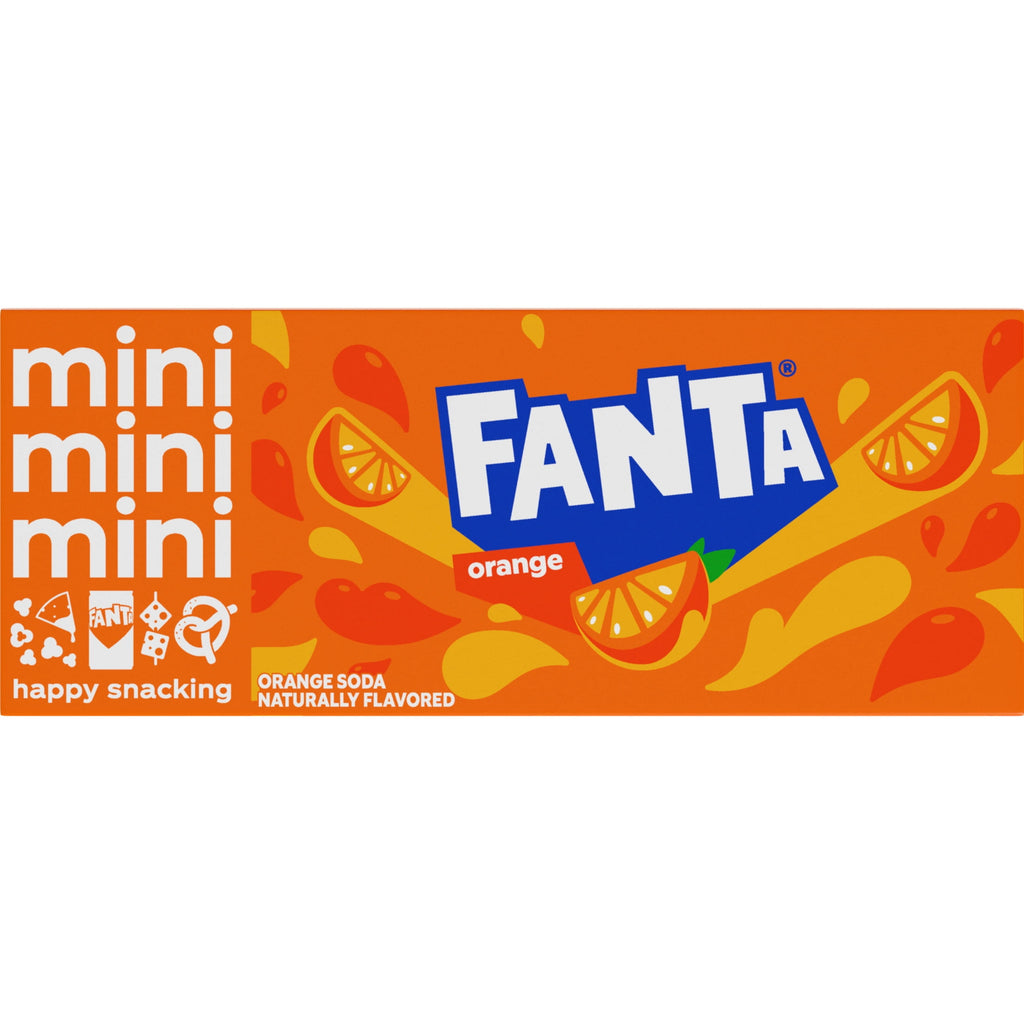 Fanta Orange Soda Pop Fridge Pack Mini Cans 7.5 Fl Oz 10 Pack