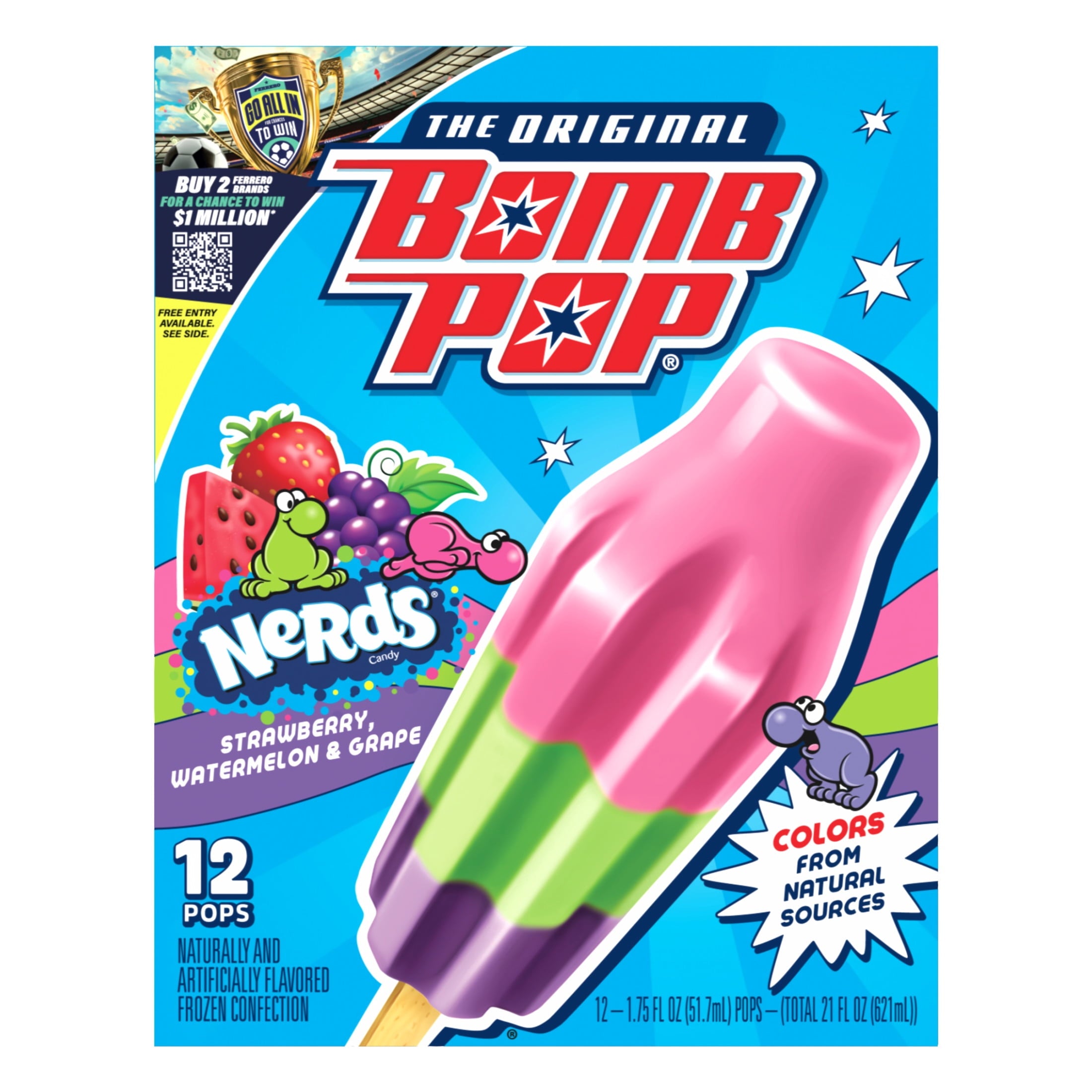 Bomb Pop Nerds Freeze Ice Pops 12 Count 21 Fl Oz