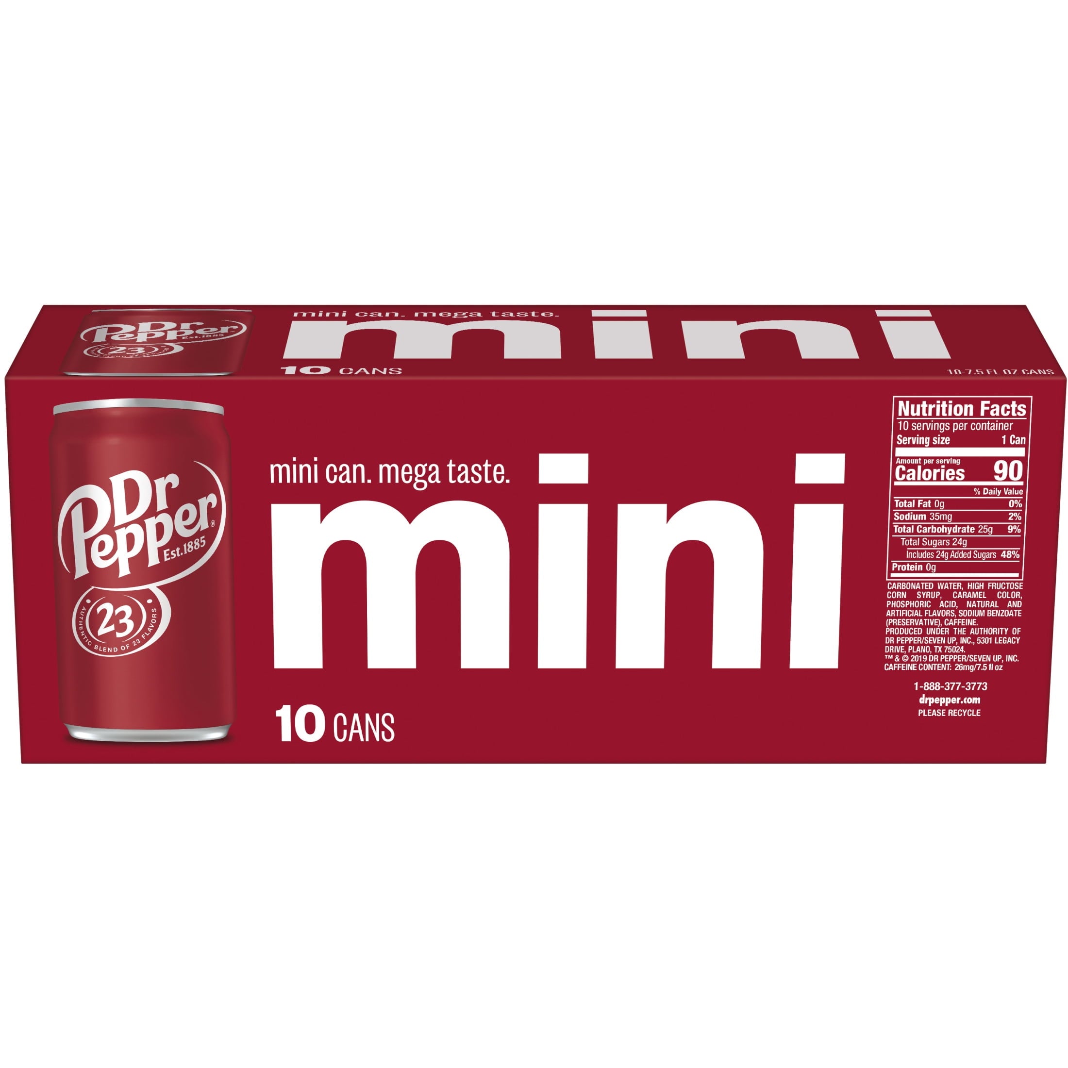 Dr Pepper Soda Pop Cans 7.5 Fl Oz 10 Pack