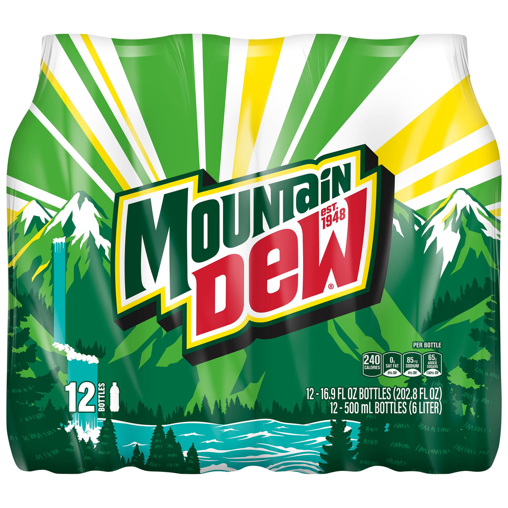 Mountain Dew Citrus Soda Pop Bottles 16.9 Fl Oz 12 Pack