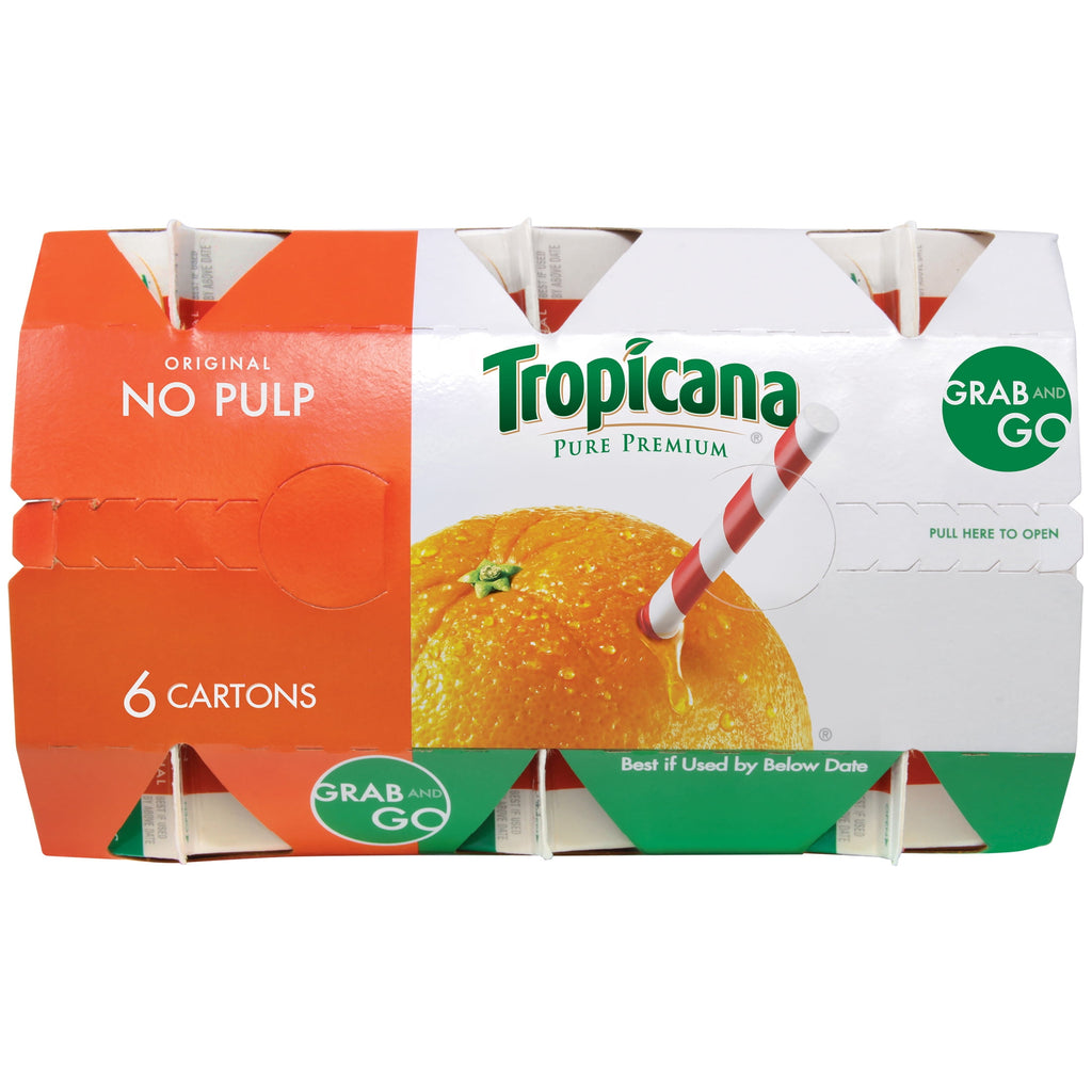Tropicana Pure Premium 100% Orange Juice Original No Pulp 8 fl oz Cartons 6 Pack