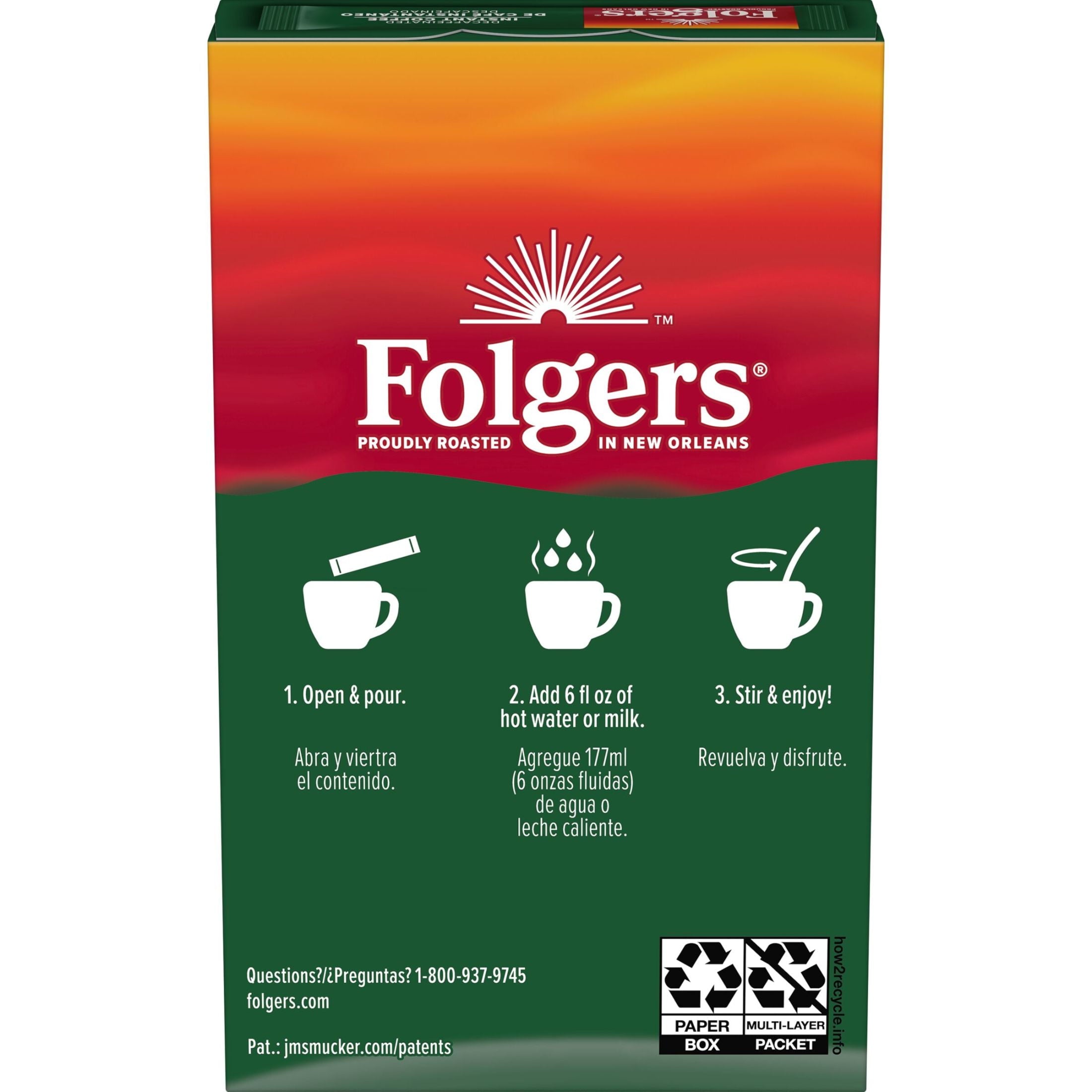 Folgers Classic Decaf Naturally Caffeinated Medium Instant Coffee 0.07 oz 6 Count