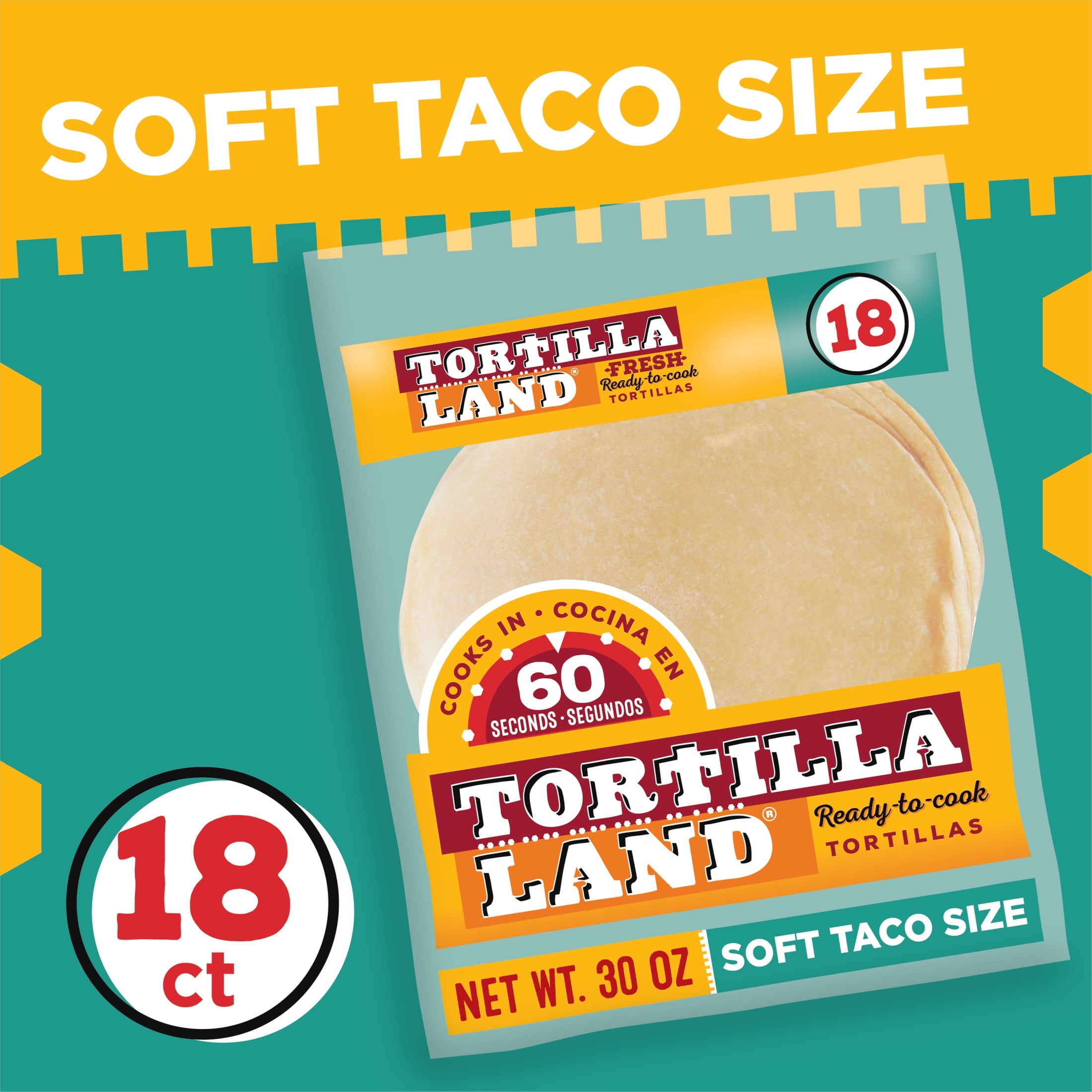 Ready to Cook Soft Taco Size Flour Tortillas 30 Oz 18 Count TortillaLand