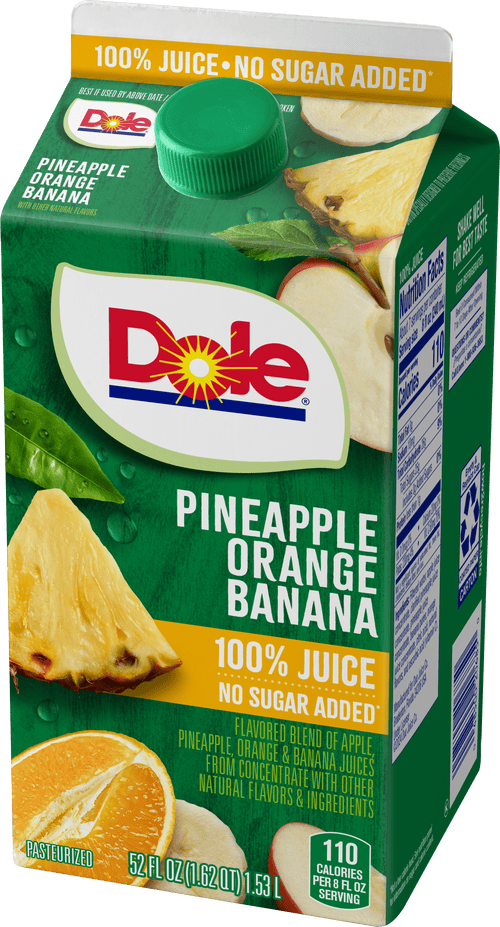 Dole 100% Pineapple Orange Banana Juice Pulp-Free Chilled 52 fl oz