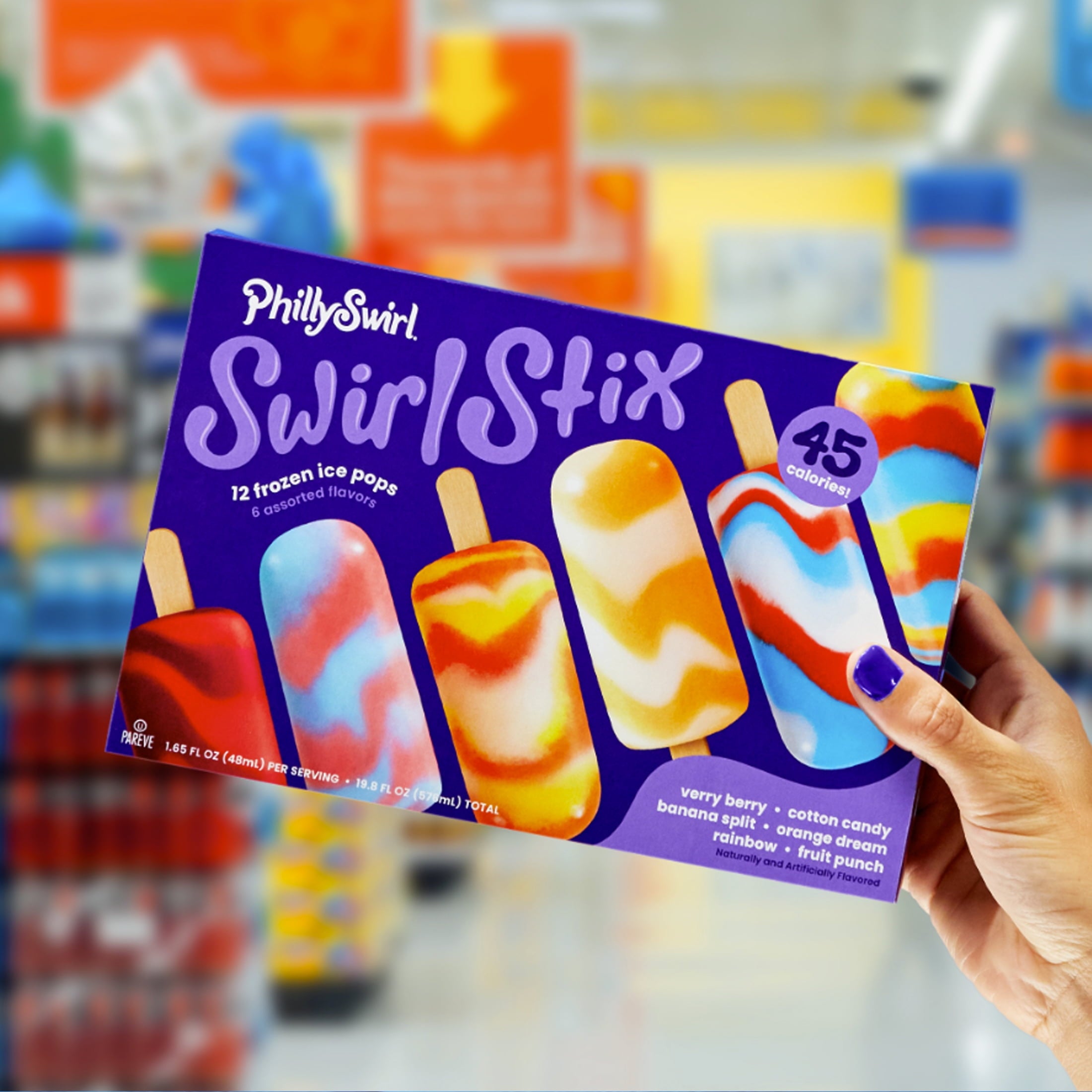 PhillySwirl SwirlStix Assorted Flavors Ice Pops 12 Count 19.8 Fl Oz