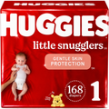 Huggies Little Snugglers Baby Diapers Size 1, Gentle Skin Protection, 168 Count