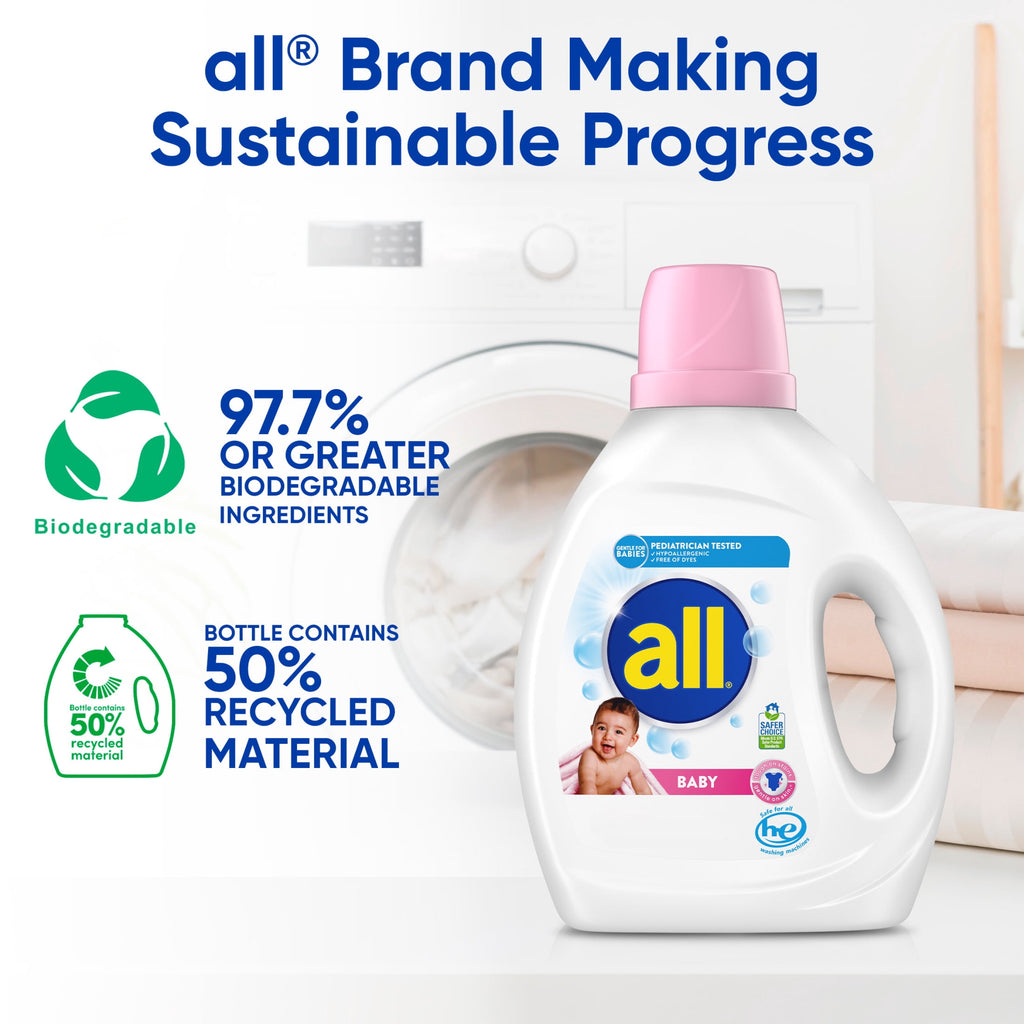 all Baby Liquid Laundry Detergent Hypoallergenic Gentle on Sensitive Skin 73 oz 58 Loads