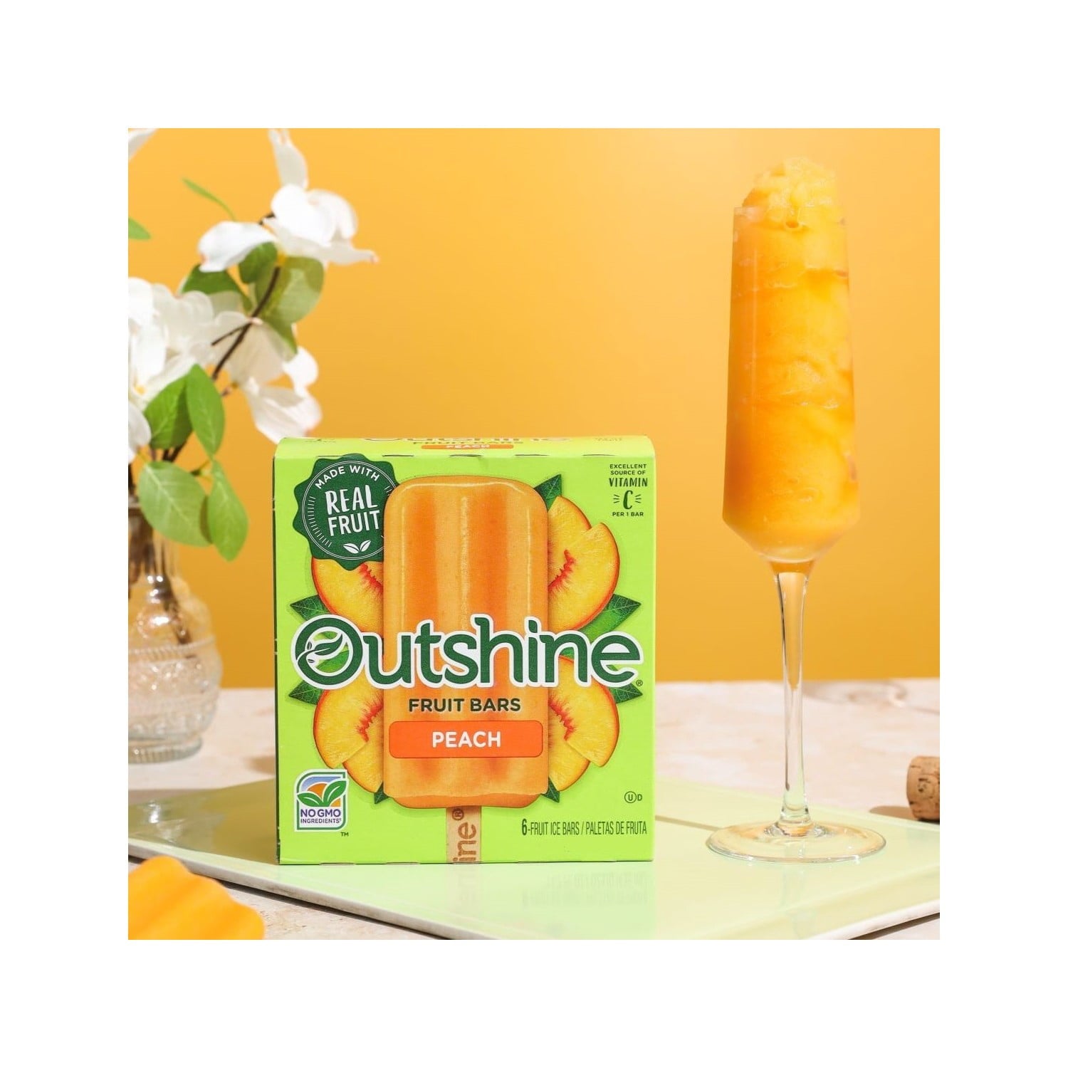 Outshine Peach Frozen Fruit Bars 6 Count 15 Fl Oz