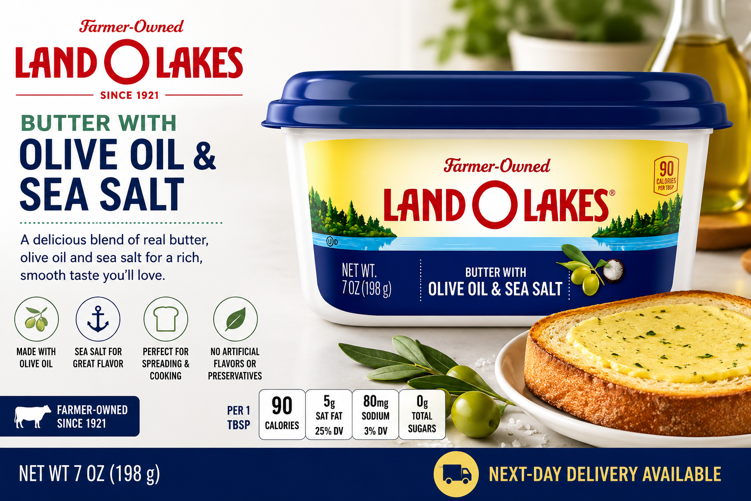 Land O Lakes Butter with Olive Oil & Sea Salt, 7 oz
