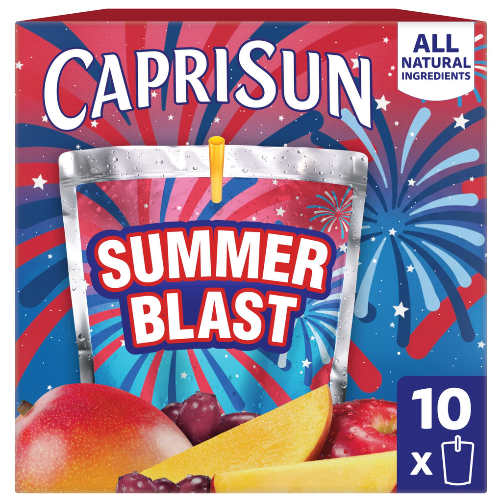 Capri Sun Summer Blast Passion Fruit Mango Flavored Juice Drink Blend 10 Count 6 fl oz Pouches