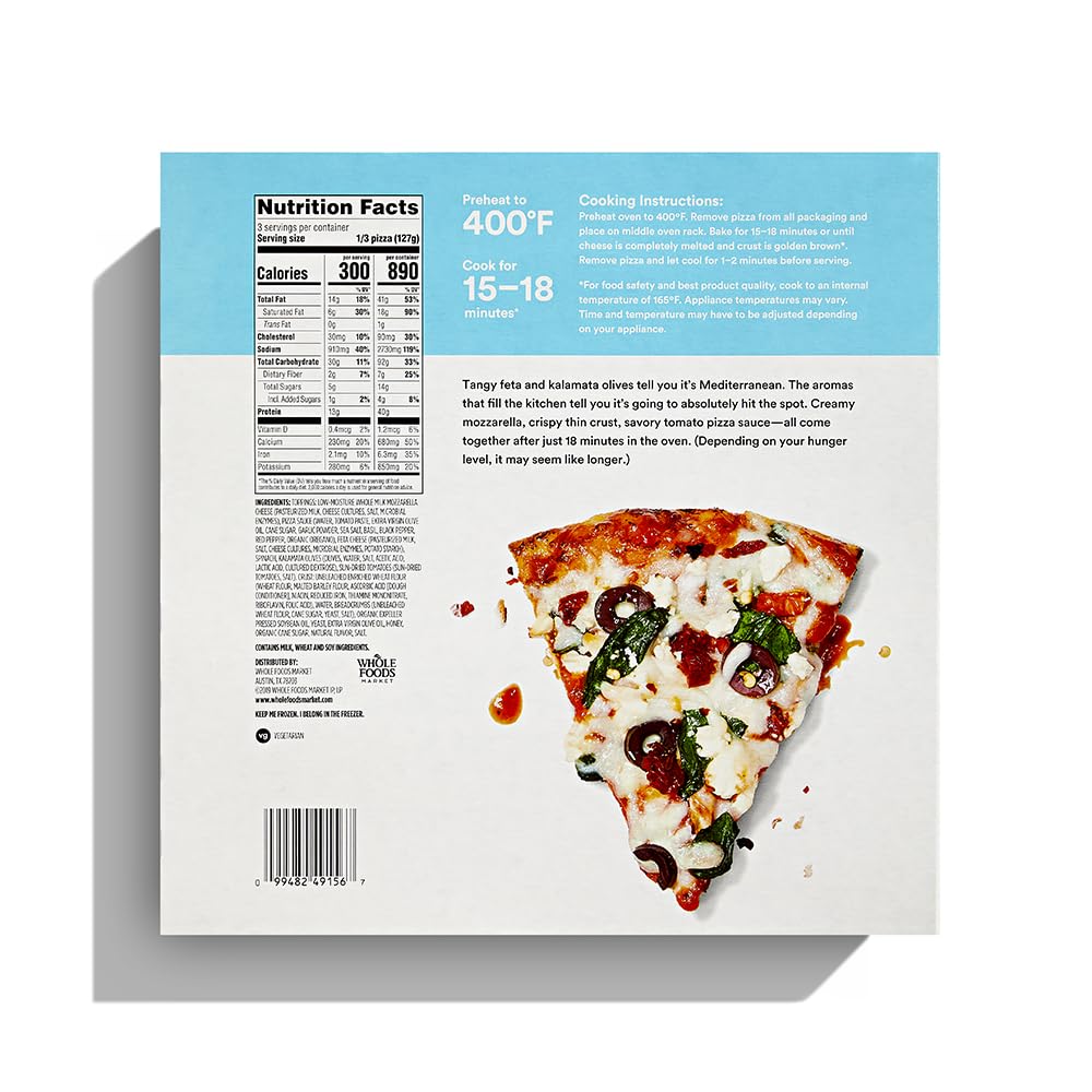 Mediterranean Thin Crust Pizza 13.5 Oz 365 By Whole Foods Market