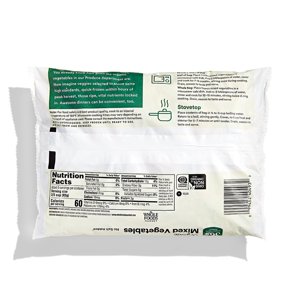 Organic Mixed Vegetables No Salt Added 16 Oz 365 By Whole Foods Market