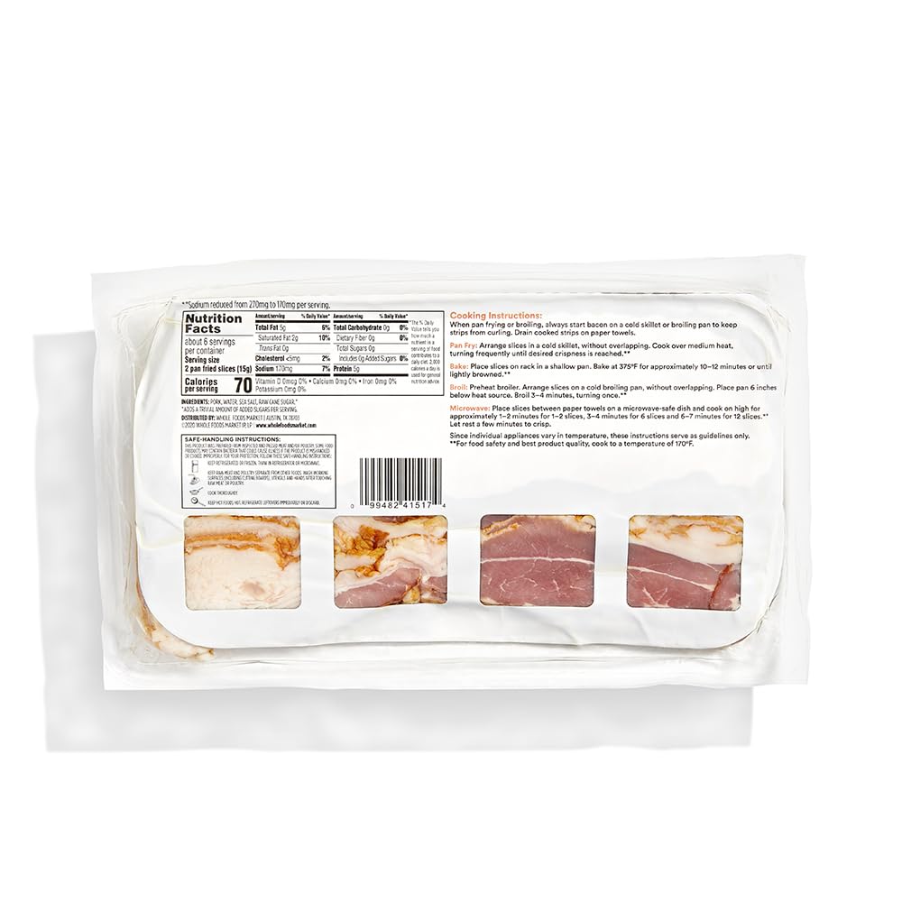 Reduced Sodium Uncured Center Cut Bacon 12 Oz 365 By Whole Foods Market