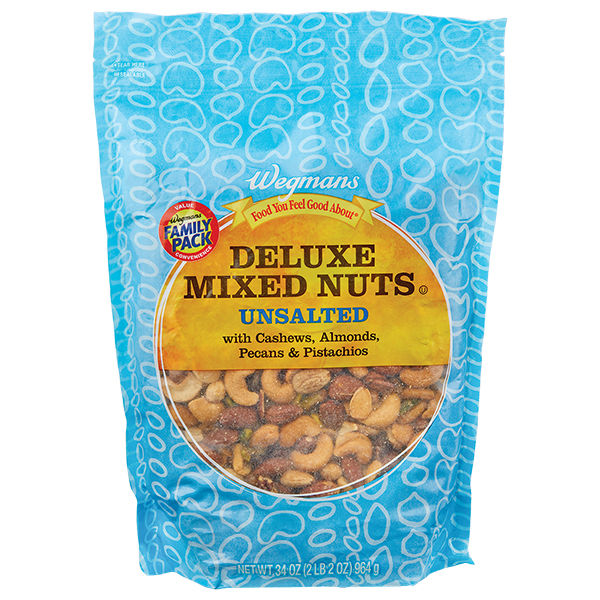 Wegmans Unsalted Deluxe Nuts Blend Family Pack 34 Oz