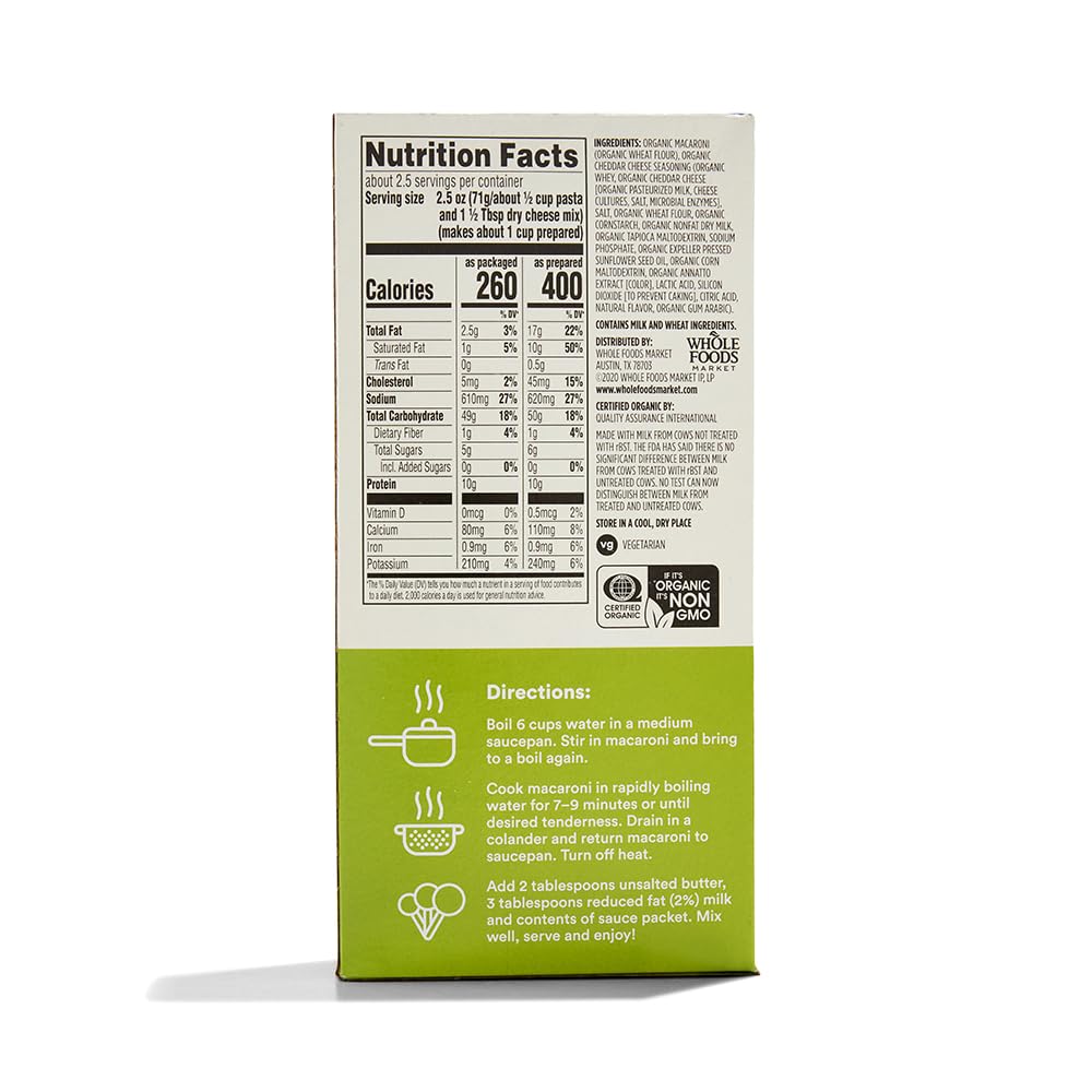 Organic Cheddar Macaroni & Cheese Shapes Llama Adventure 6 Oz 365 By Whole Foods Market