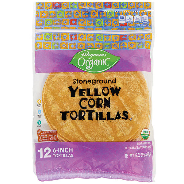 Wegmans Organic Stoneground Yellow Corn Tortillas 6 Inch 12 Count