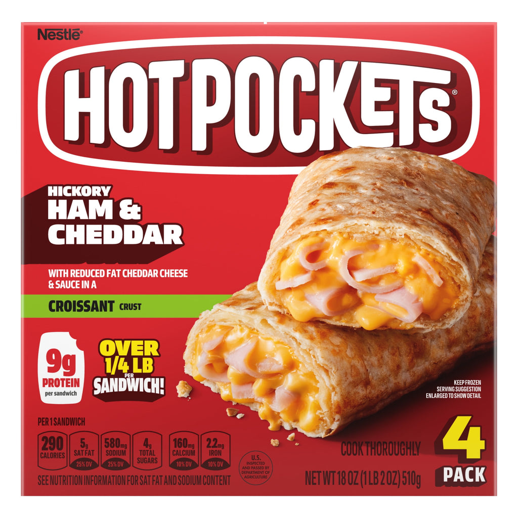 Hot Pockets Ham and Cheddar Croissant Crust Frozen Sandwiches 18 Oz 4 Count